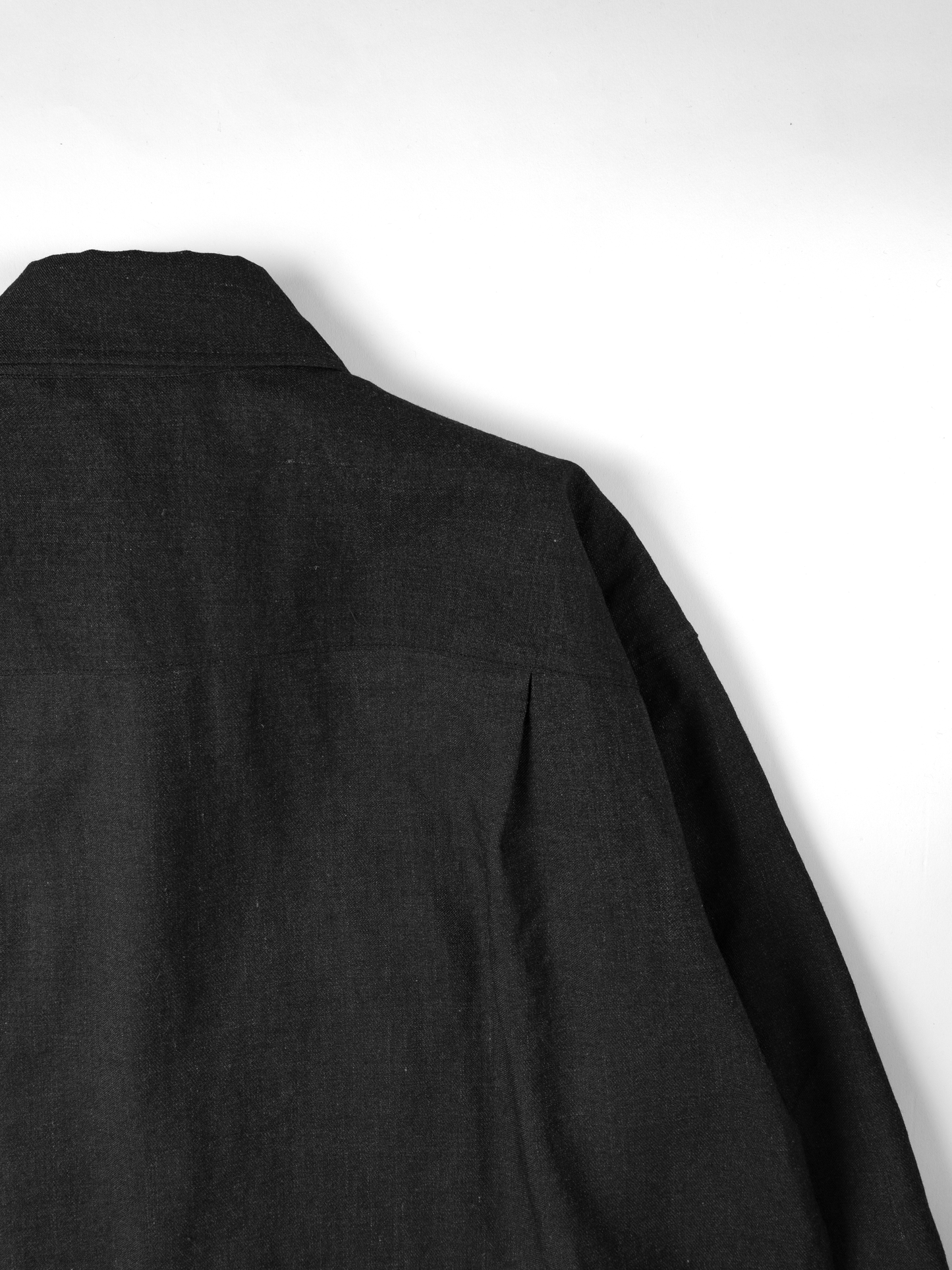 LINEN/PAPER/WOOL WASHED TWILL W POCKET SHIRTS|TOP BLACK