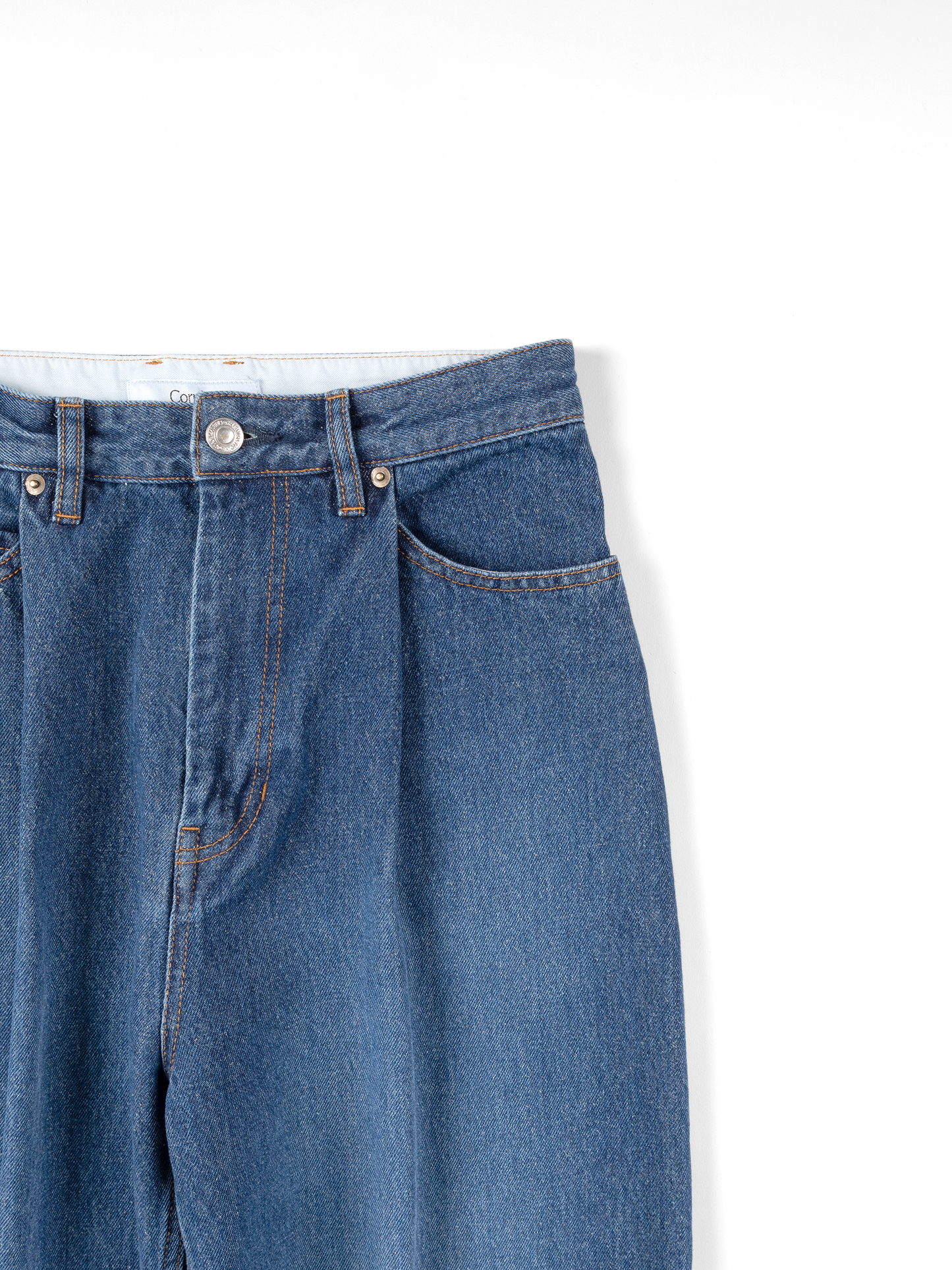 SILK/COTTON ONE TUCK JEANS for WOMENS|BLUE