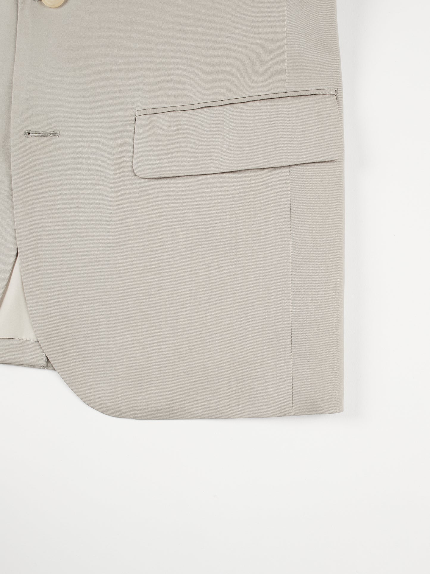 Super130's WORSTED WOOL LIGHT GABARDINE TAILORED JACKET|DUSTY BEIGE
