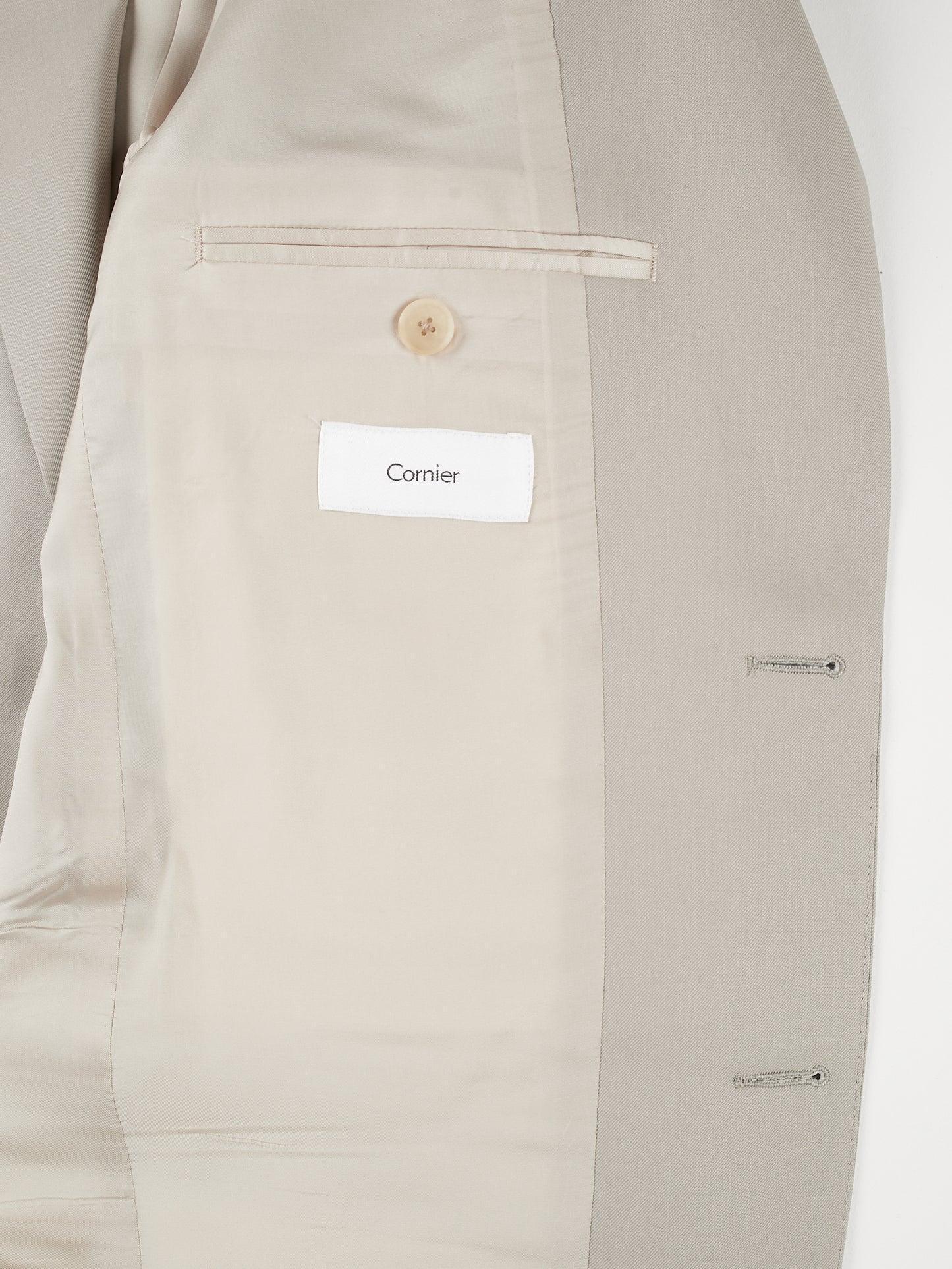 Super130's WORSTED WOOL LIGHT GABARDINE TAILORED JACKET|DUSTY BEIGE