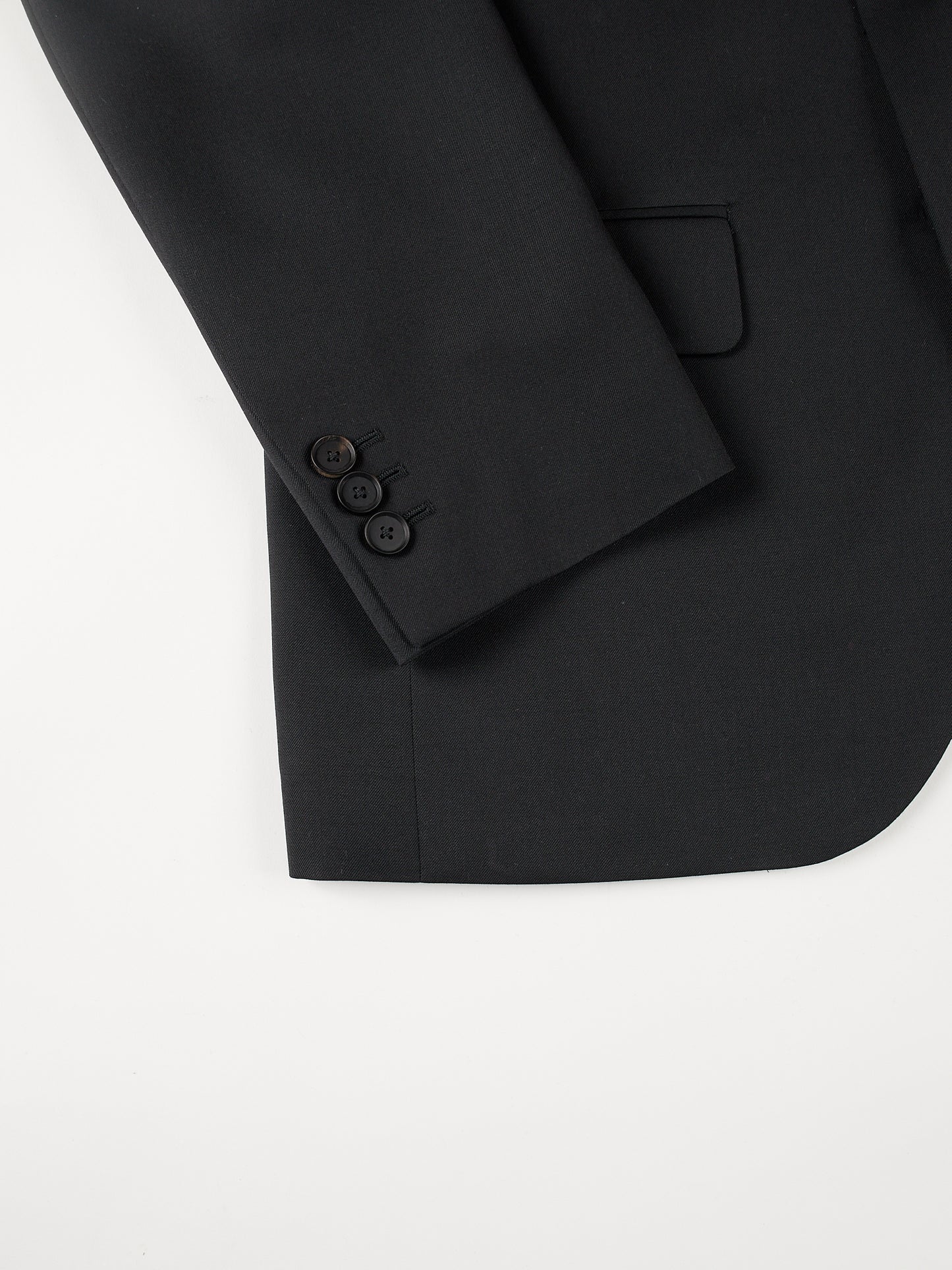 Super130's Worsted Wool Light Gabardine Tailored Jacket|Black