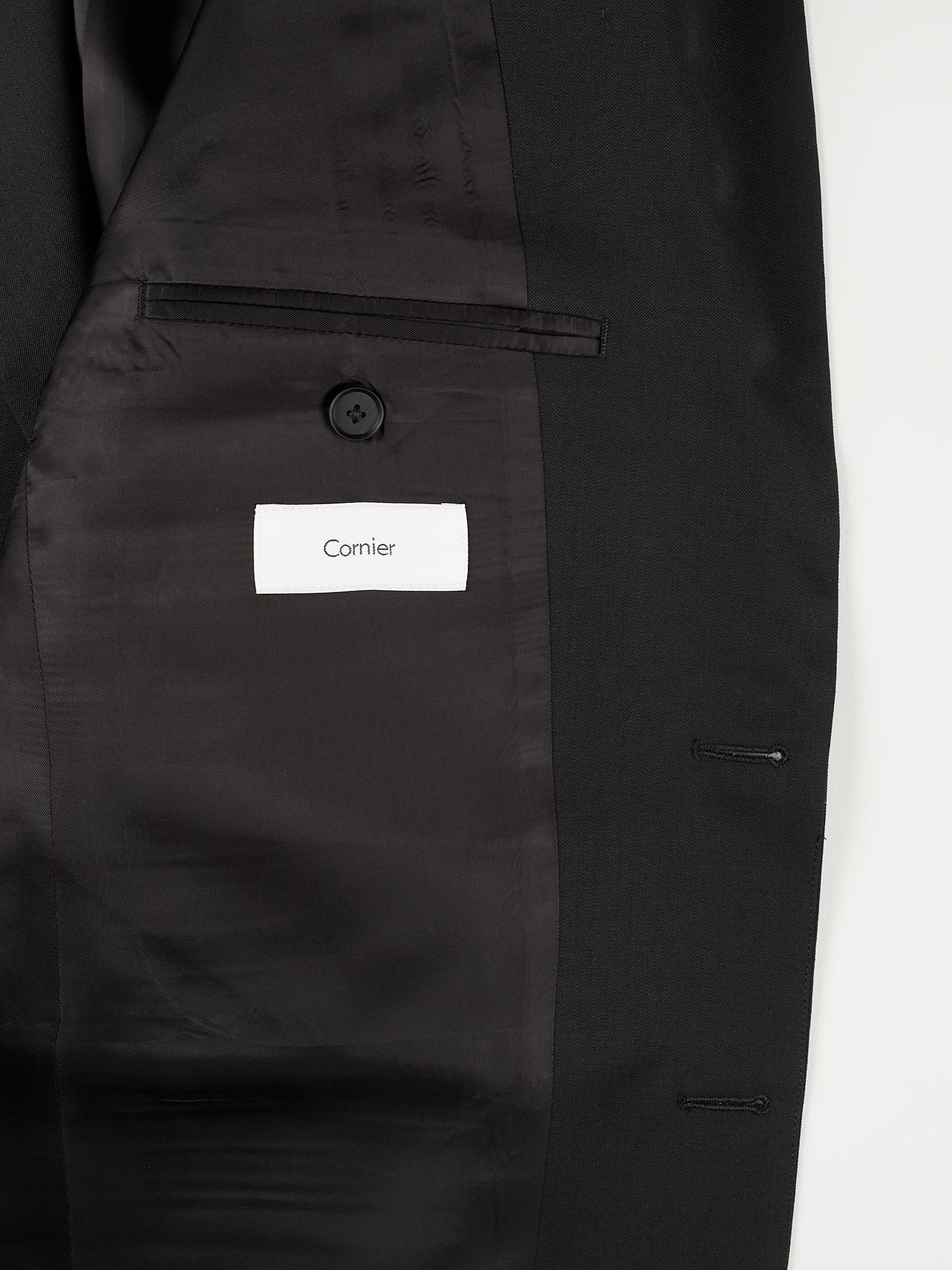 Super130's Worsted Wool Light Gabardine Tailored Jacket|Black