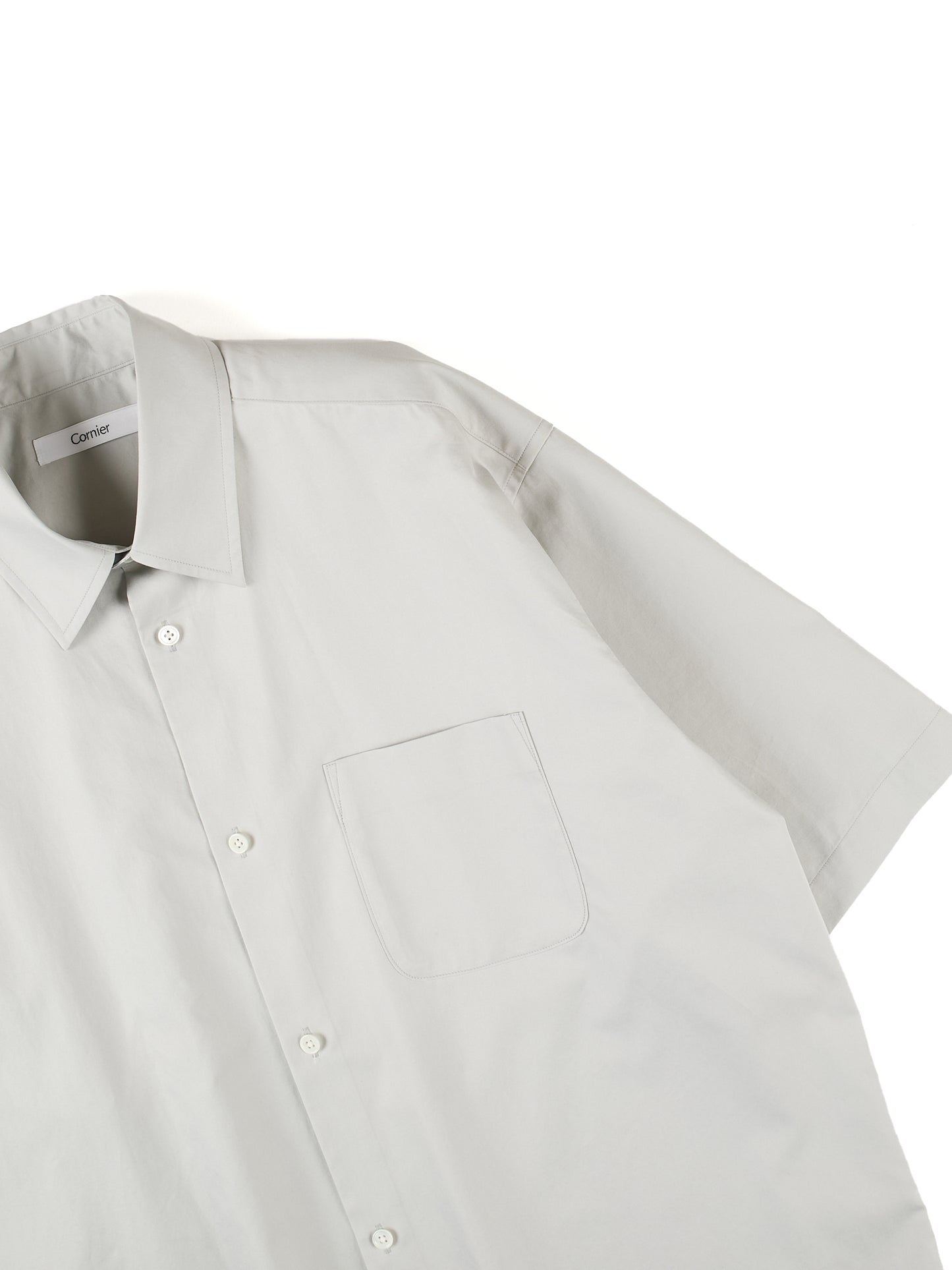 FINX COTTON TWILL HALF SLEEVE SHIRTS|CLOUD GRAY