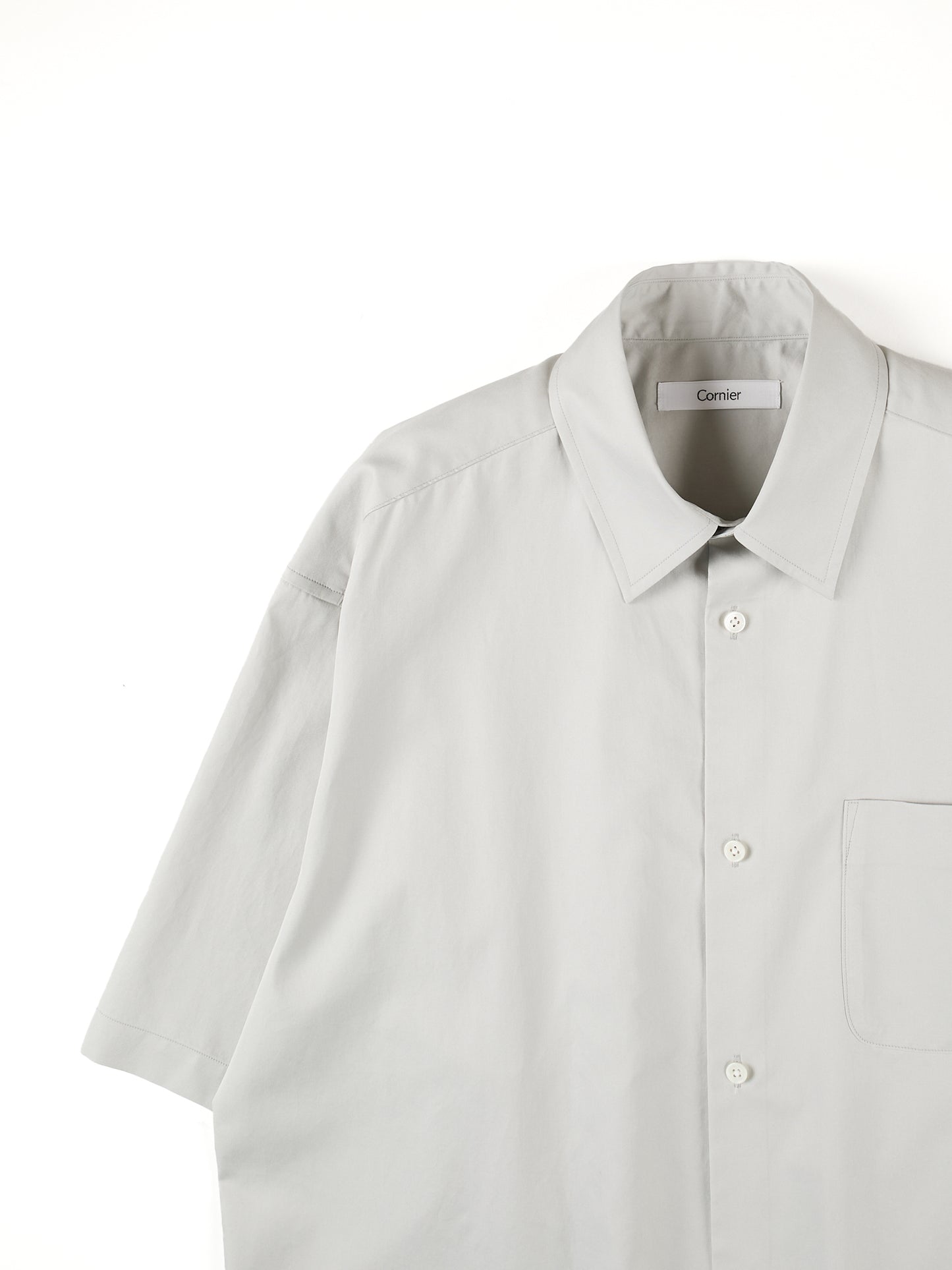 FINX COTTON TWILL HALF SLEEVE SHIRTS|CLOUD GRAY
