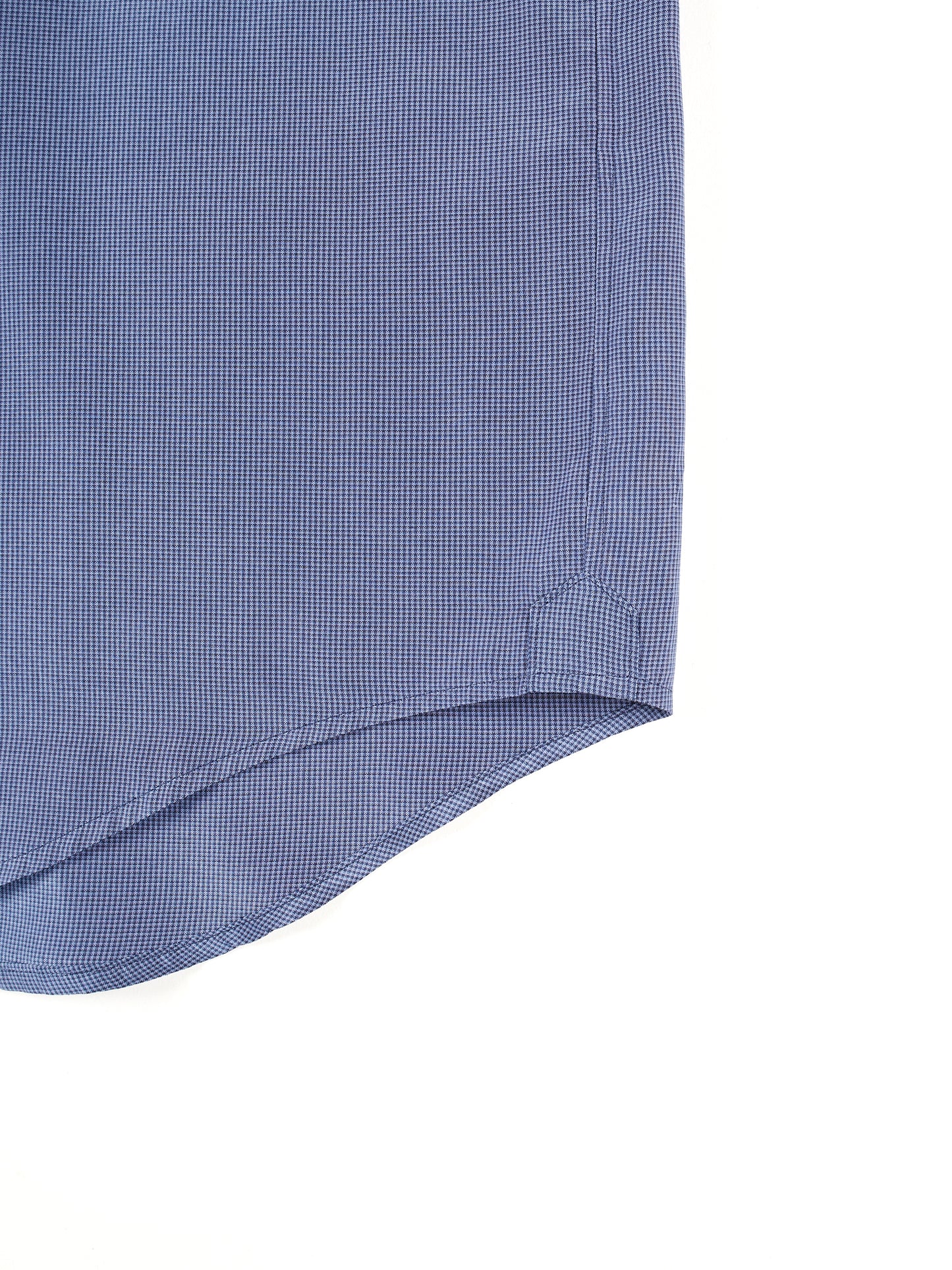 SILK/COTTON MICRO CHECK HALF SLEEVE SHIRTS|BLUE