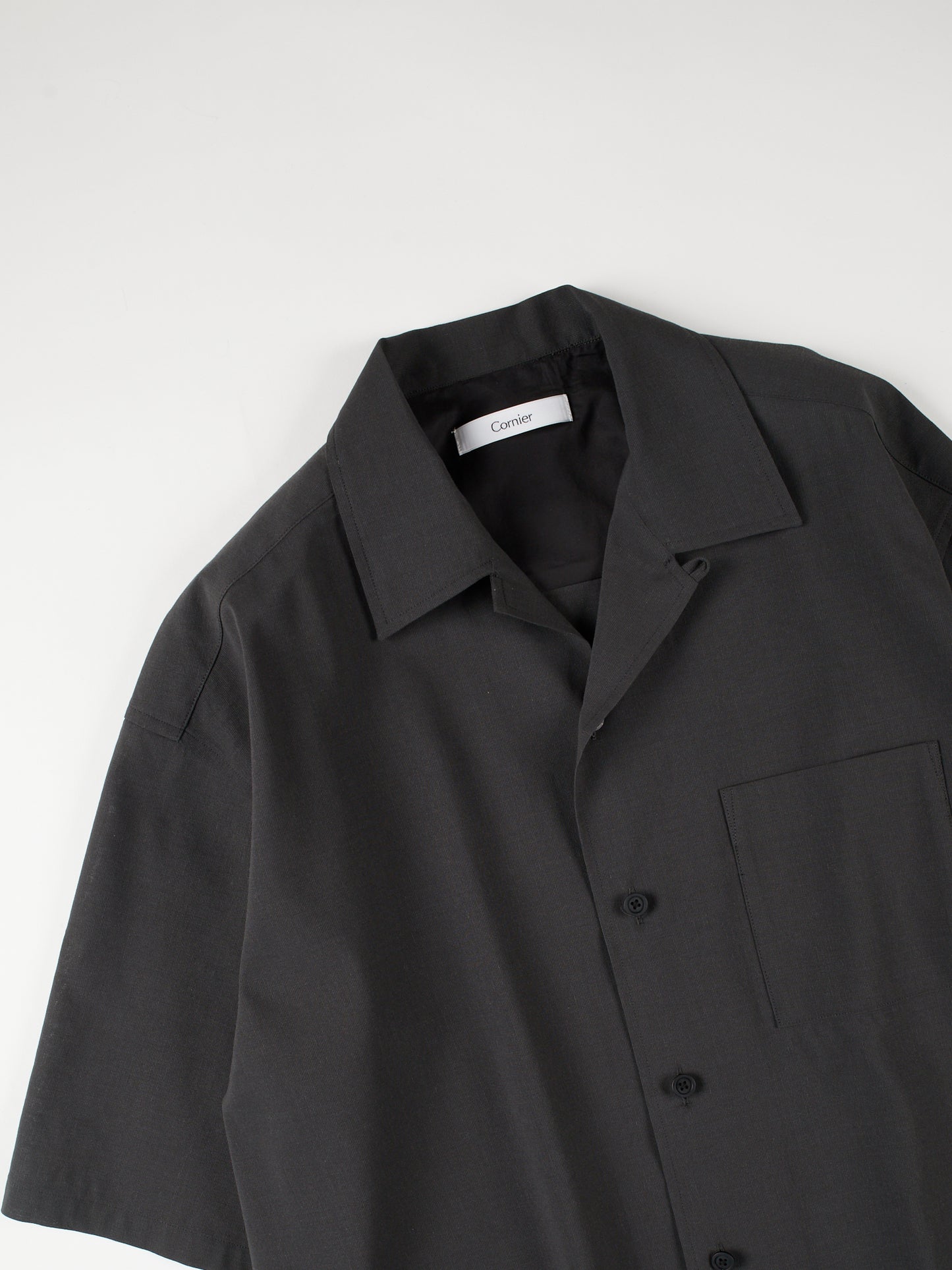 Super160's WOOL/ PAPER HALF SLEEVE SHIRTS|BLACK