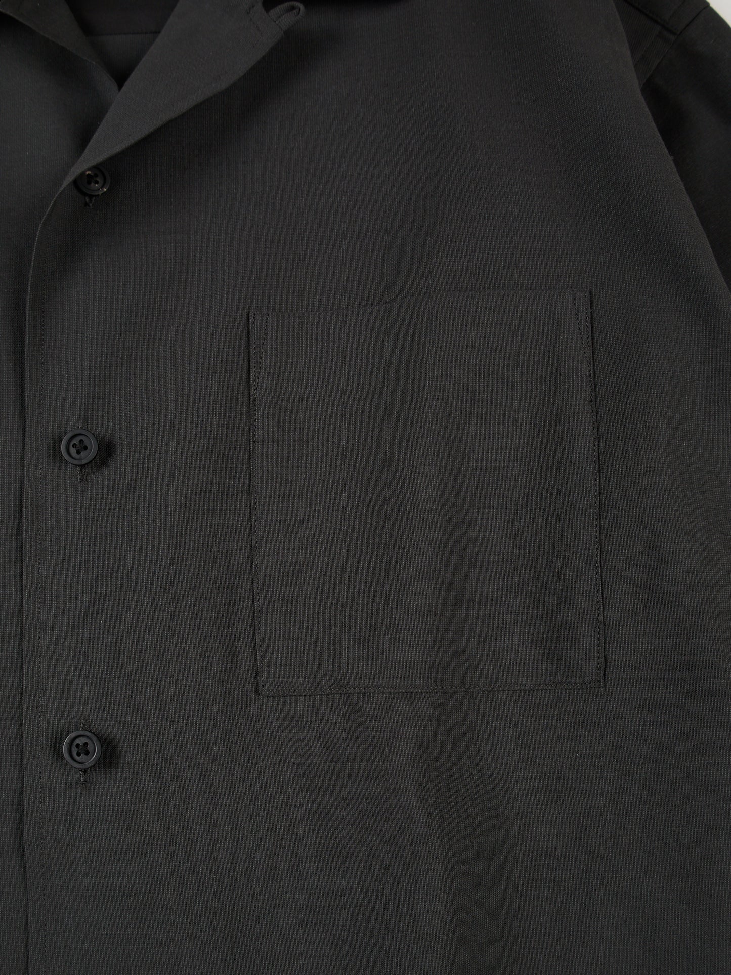Super160's WOOL/ PAPER HALF SLEEVE SHIRTS|BLACK