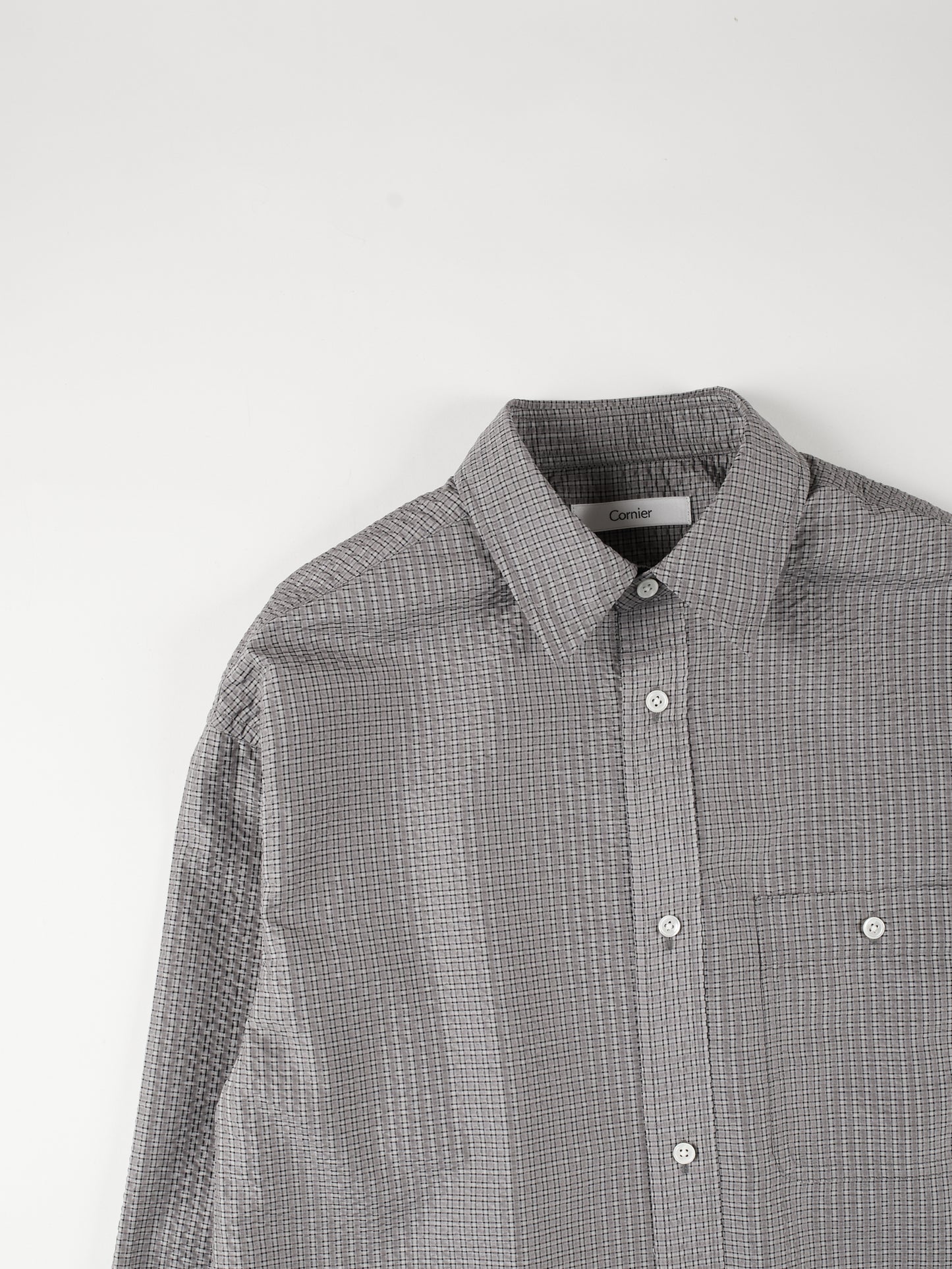 SILK SUCKER CHECK SHIRTS|GRAY CHECK