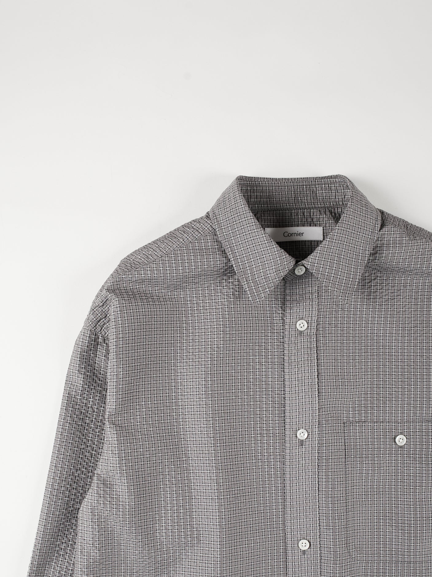 SILK SUCKER CHECK SHIRTS|GRAY CHECK