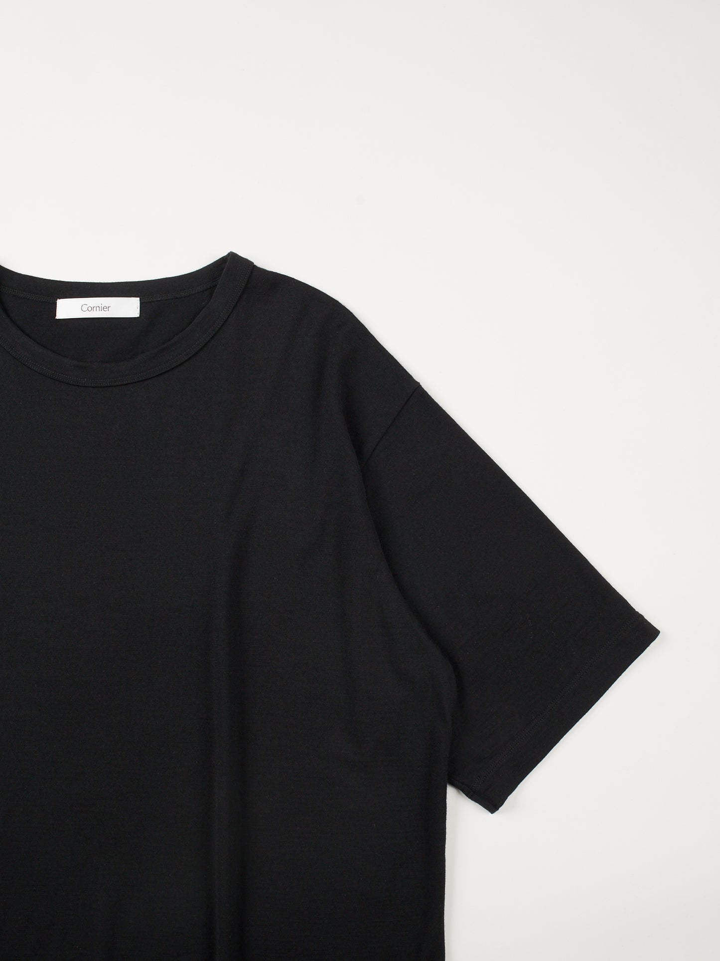 Super140's WORSTED WOOL T-SHIRTS|BLACK