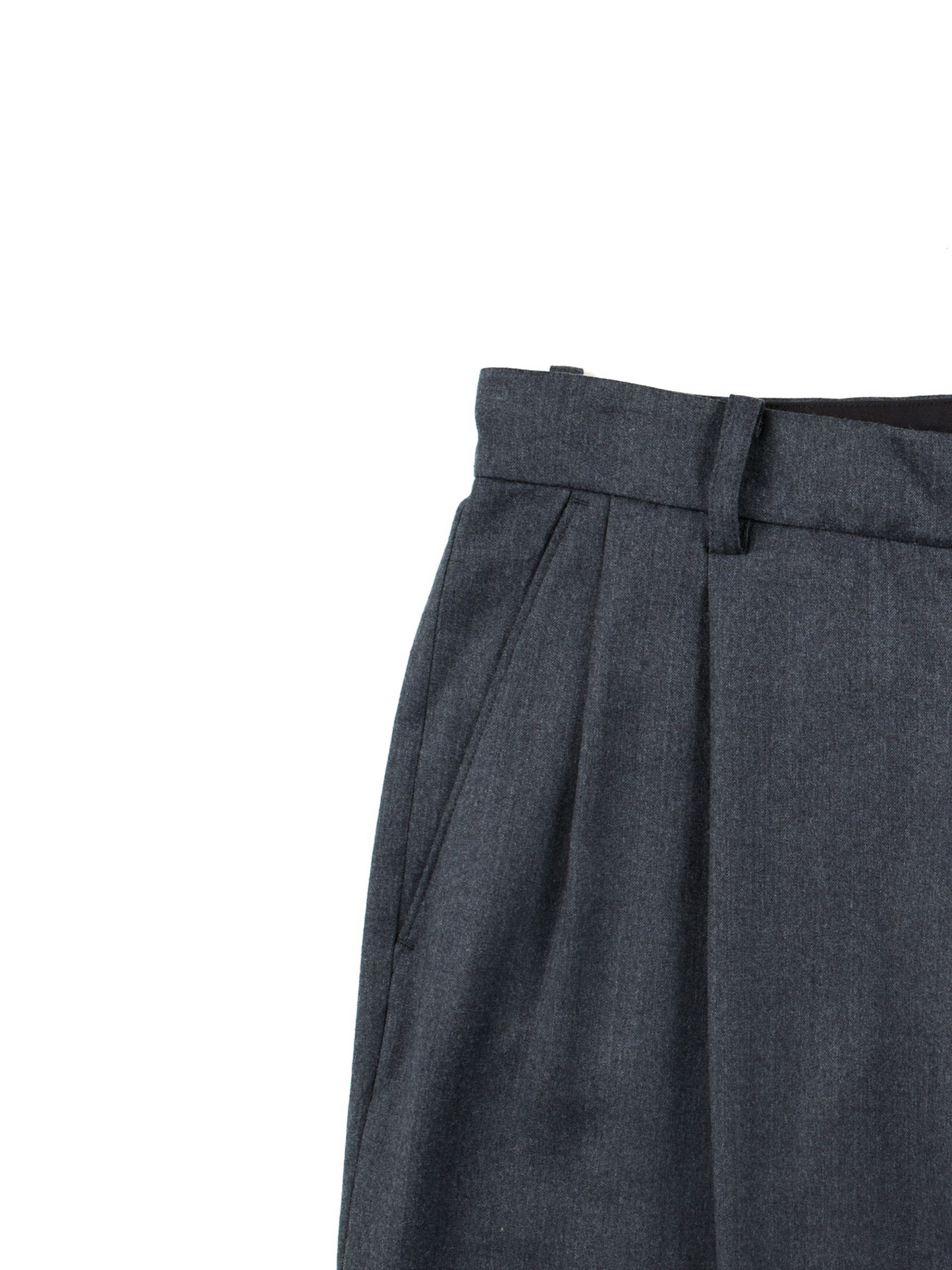 Super130's WORSTED WOOL LIGHT MILLED WIDE PANTS|TOP GRAY