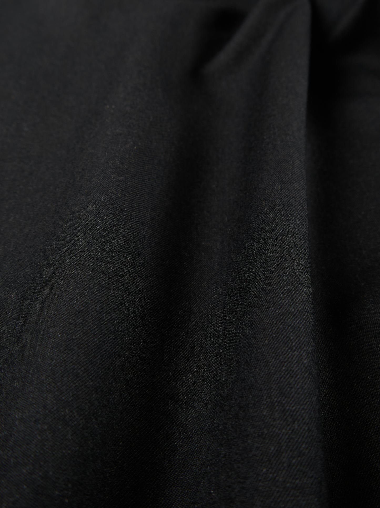 Super130's WORSTED WOOL LIGHT MILLED WIDE PANTS|TOP BLACK