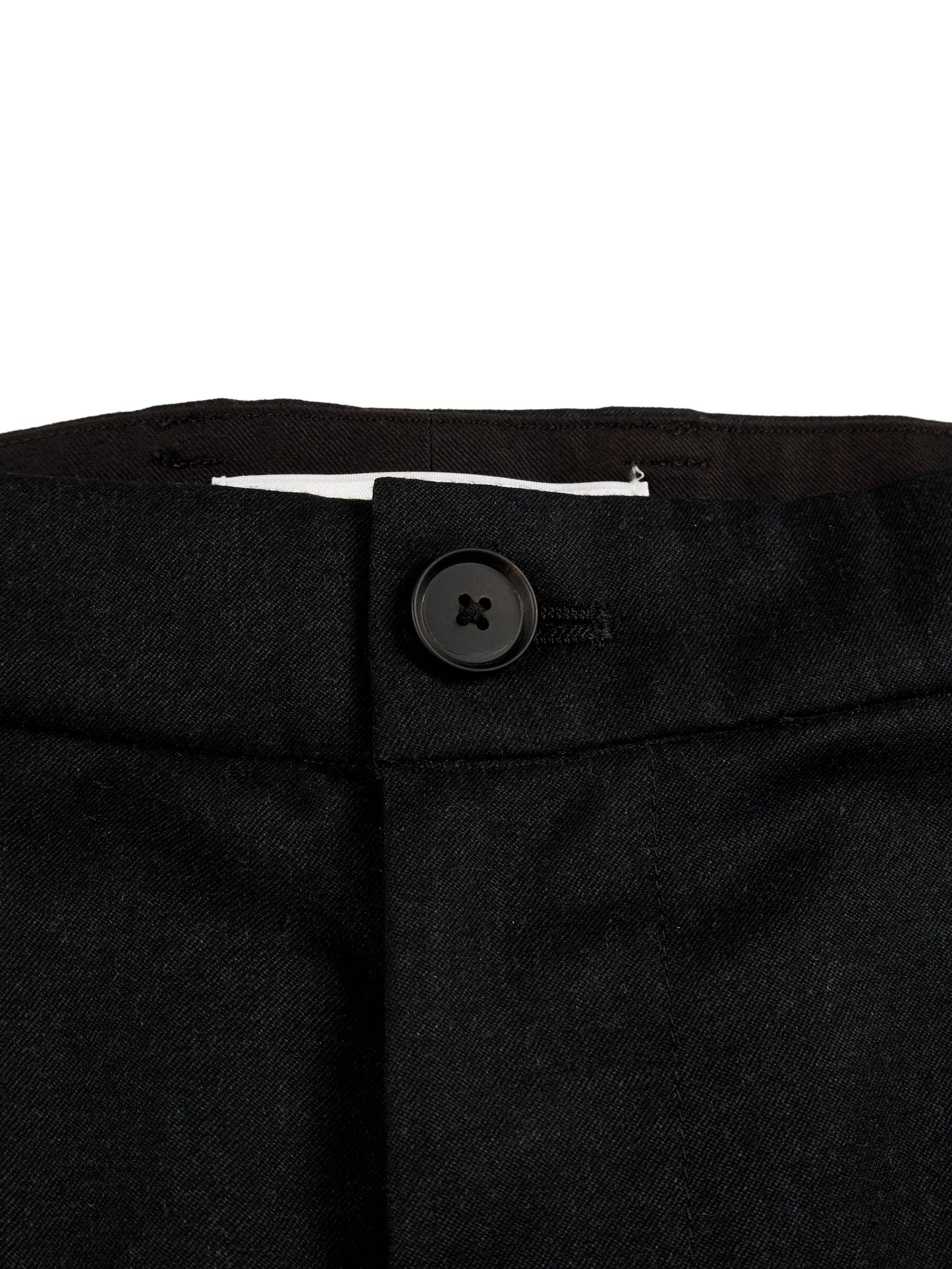 Super130's WORSTED WOOL LIGHT MILLED WIDE PANTS|TOP BLACK