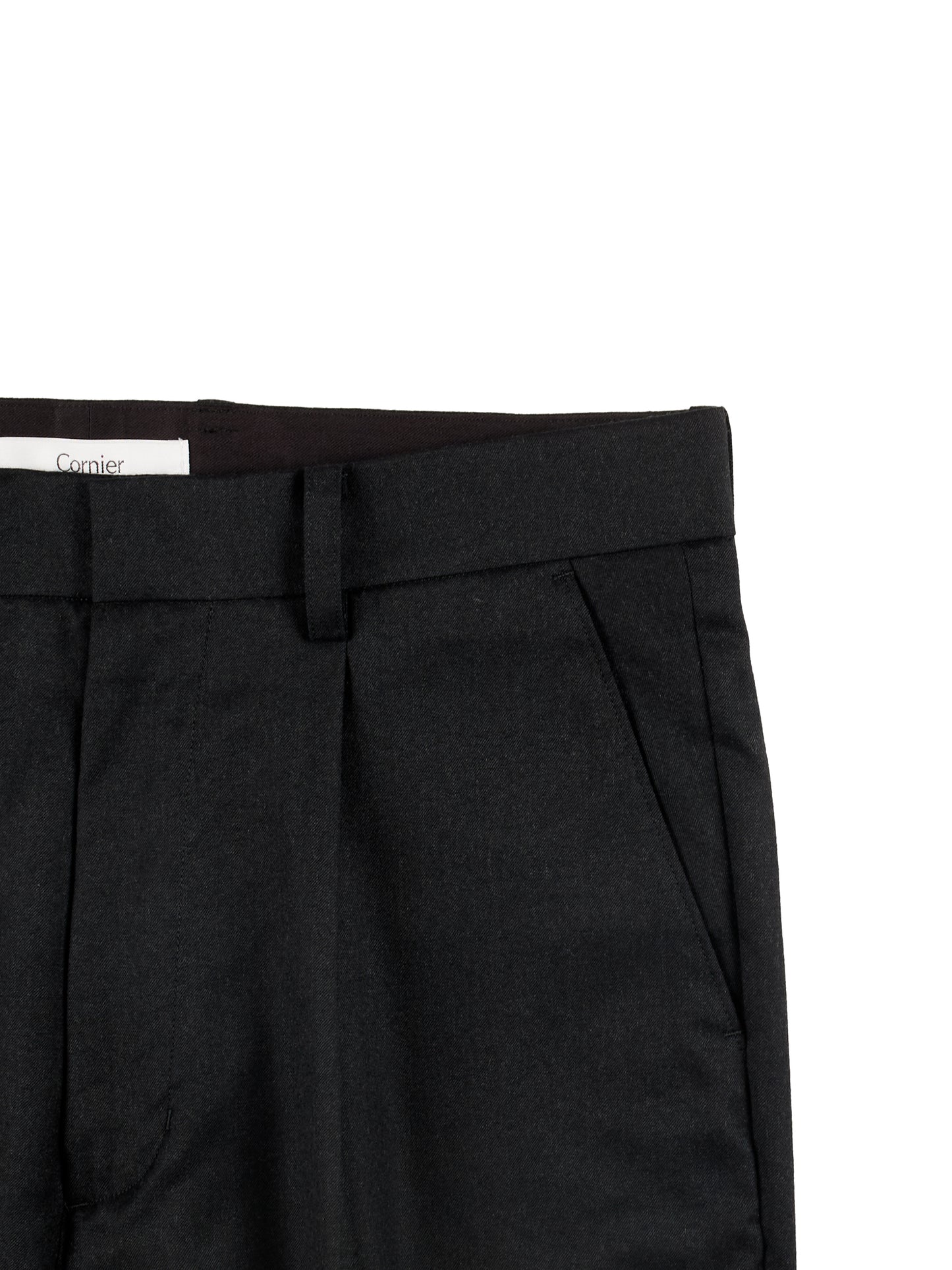 Super130's WORSTED WOOL LIGHT MILLED SLACKS|TOP BLACK