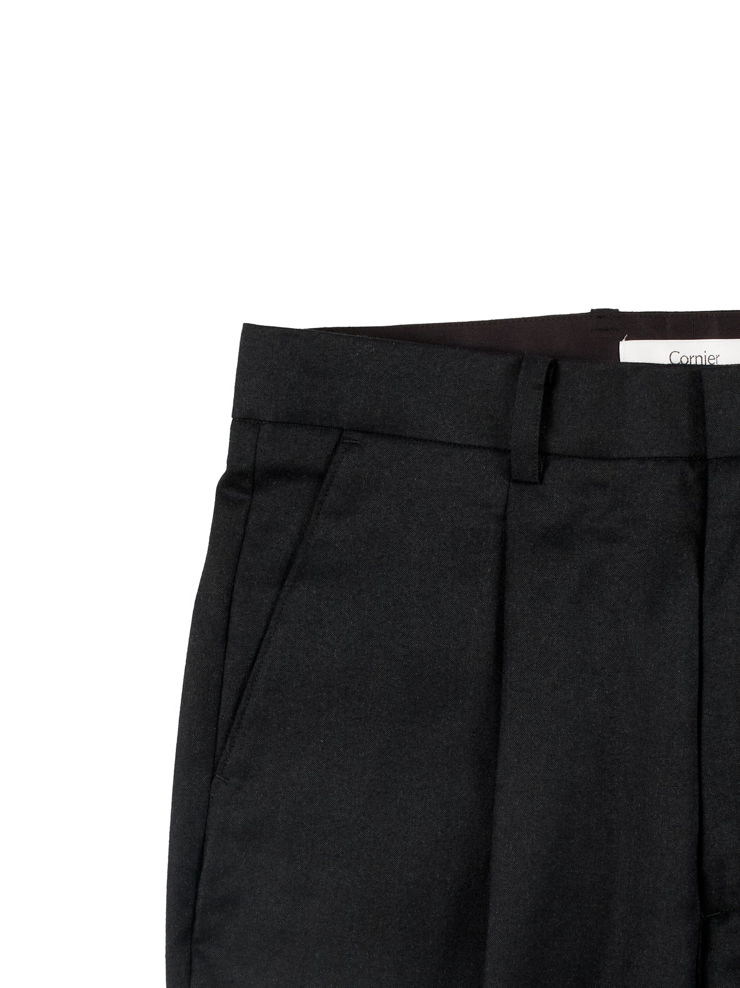 Super130's WORSTED WOOL LIGHT MILLED SLACKS|TOP BLACK
