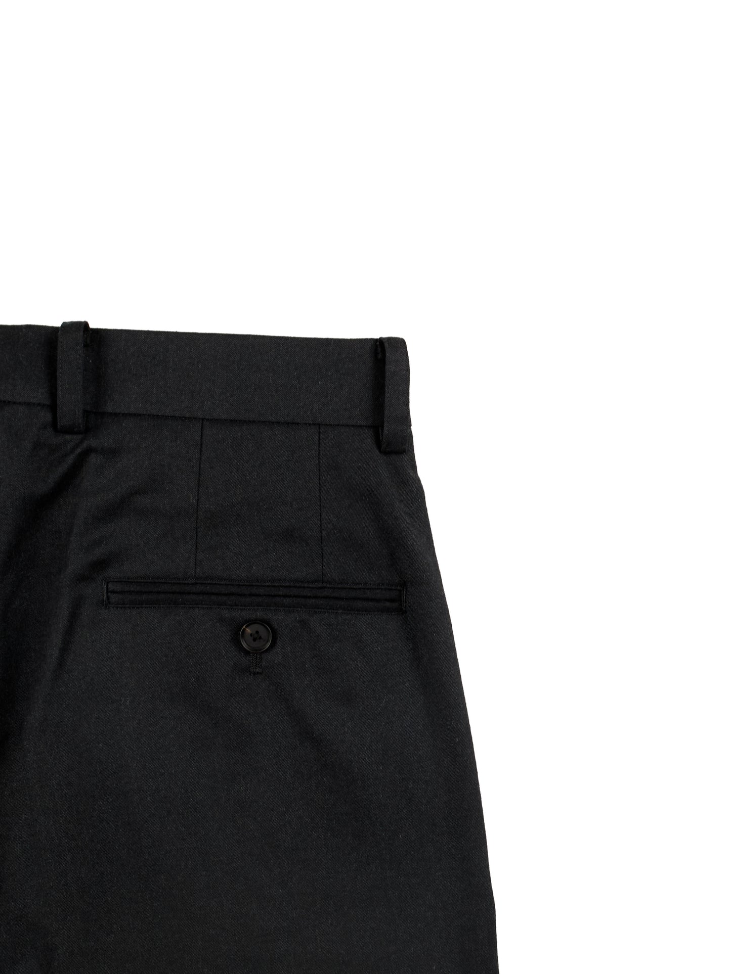 Super130's WORSTED WOOL LIGHT MILLED SLACKS|TOP BLACK