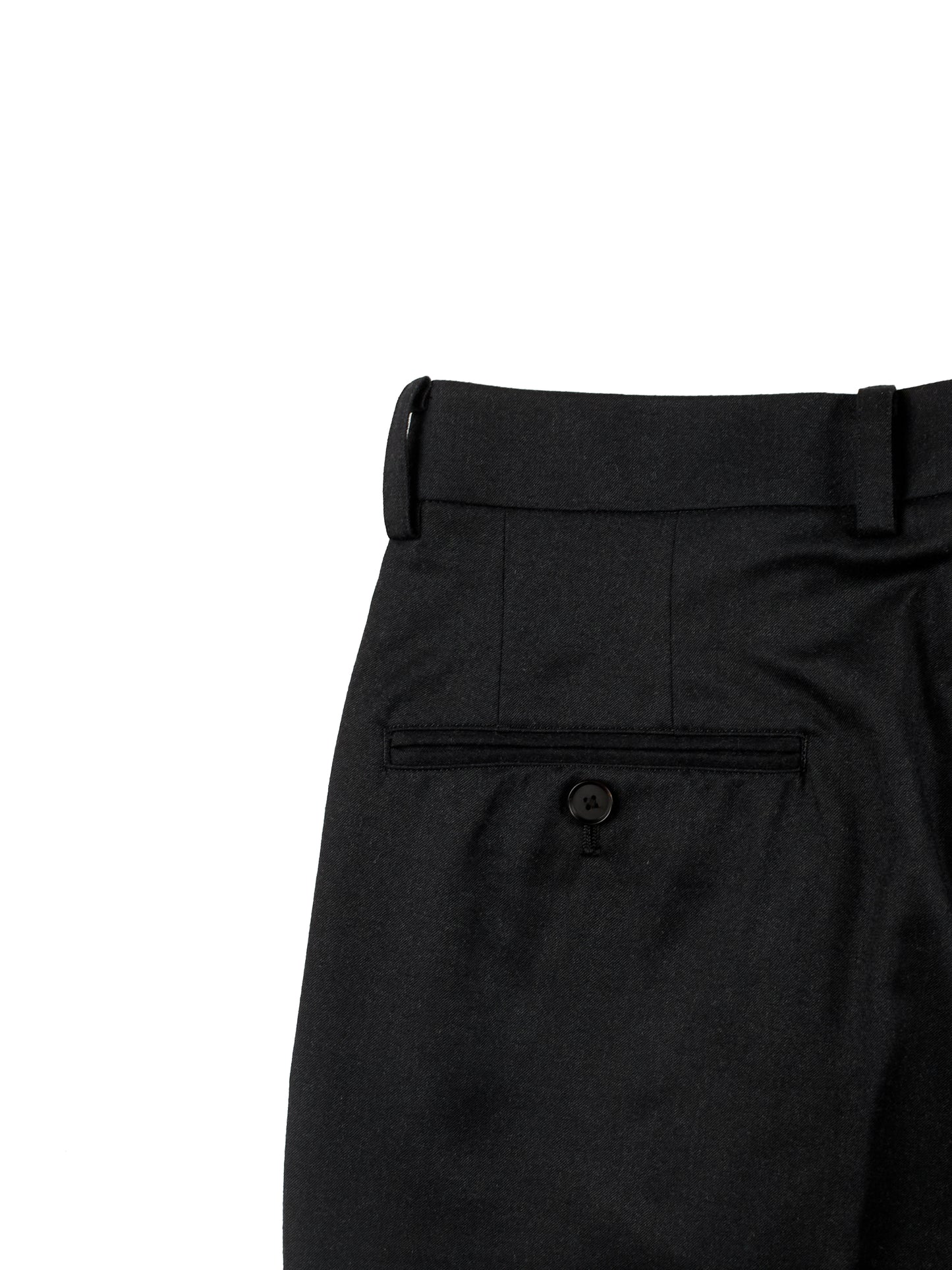 Super130's WORSTED WOOL LIGHT MILLED SLACKS|TOP BLACK