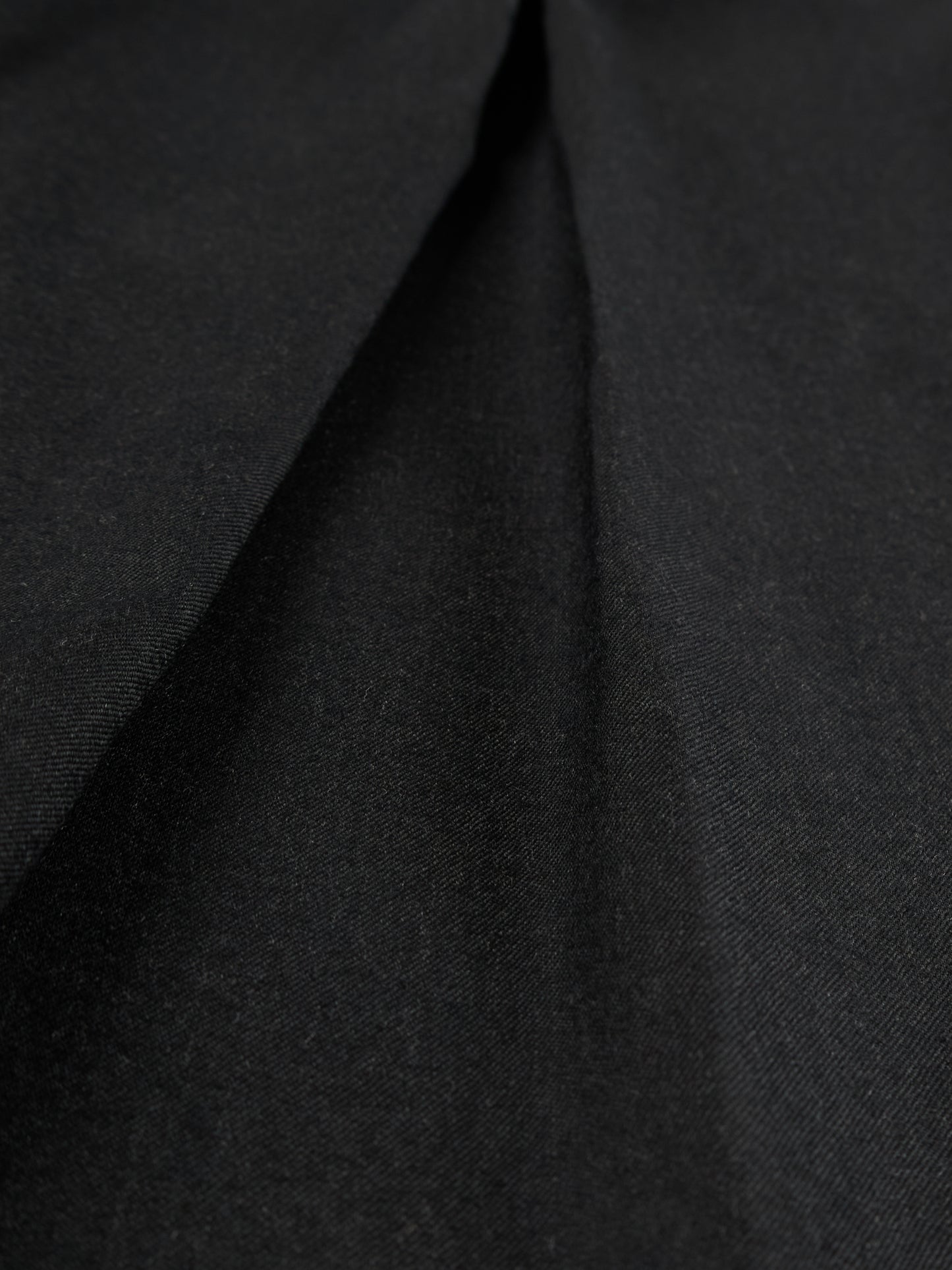 Super130's WORSTED WOOL LIGHT MILLED SLACKS|TOP BLACK