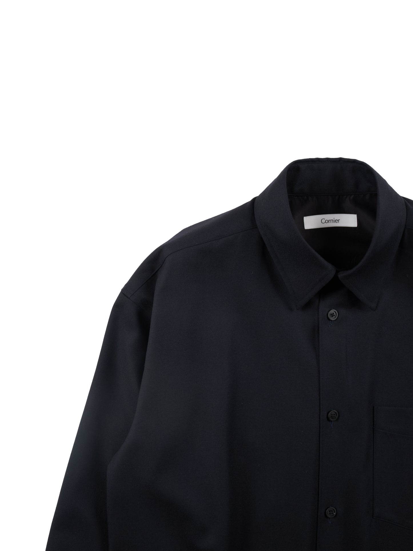 Super160's WOOL LIGHT MILLED SHIRTS|SPACE NAVY