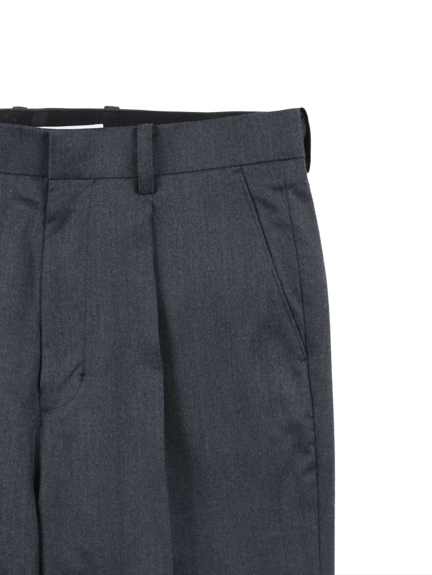 Super130's WORSTED WOOL LIGHT MILLED SLACKS|TOP GRAY