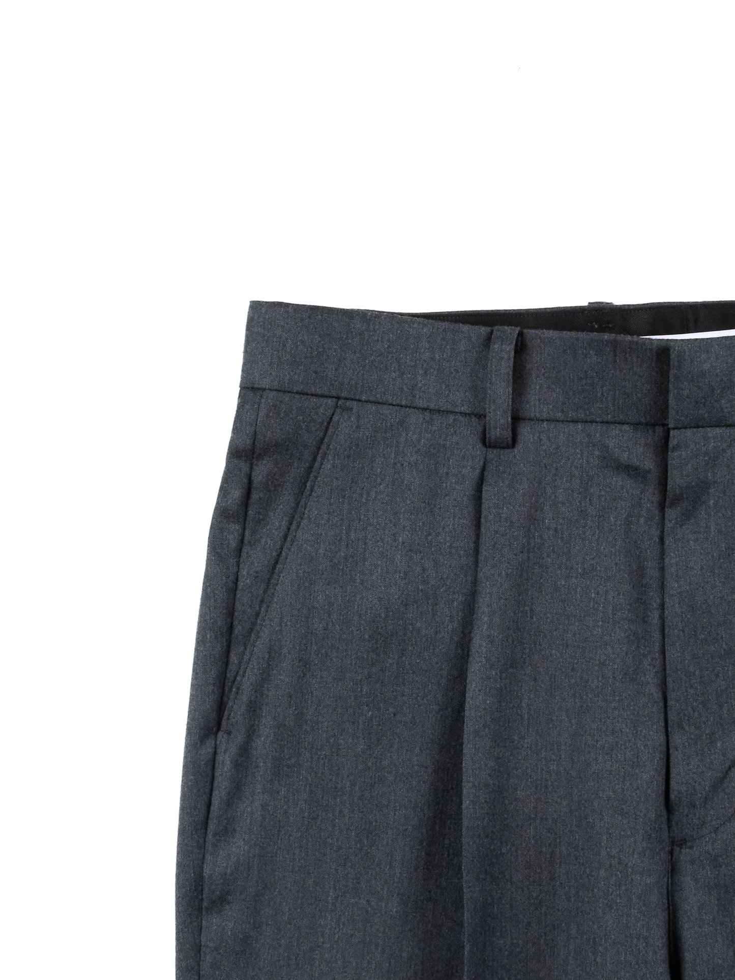 Super130's WORSTED WOOL LIGHT MILLED SLACKS|TOP GRAY