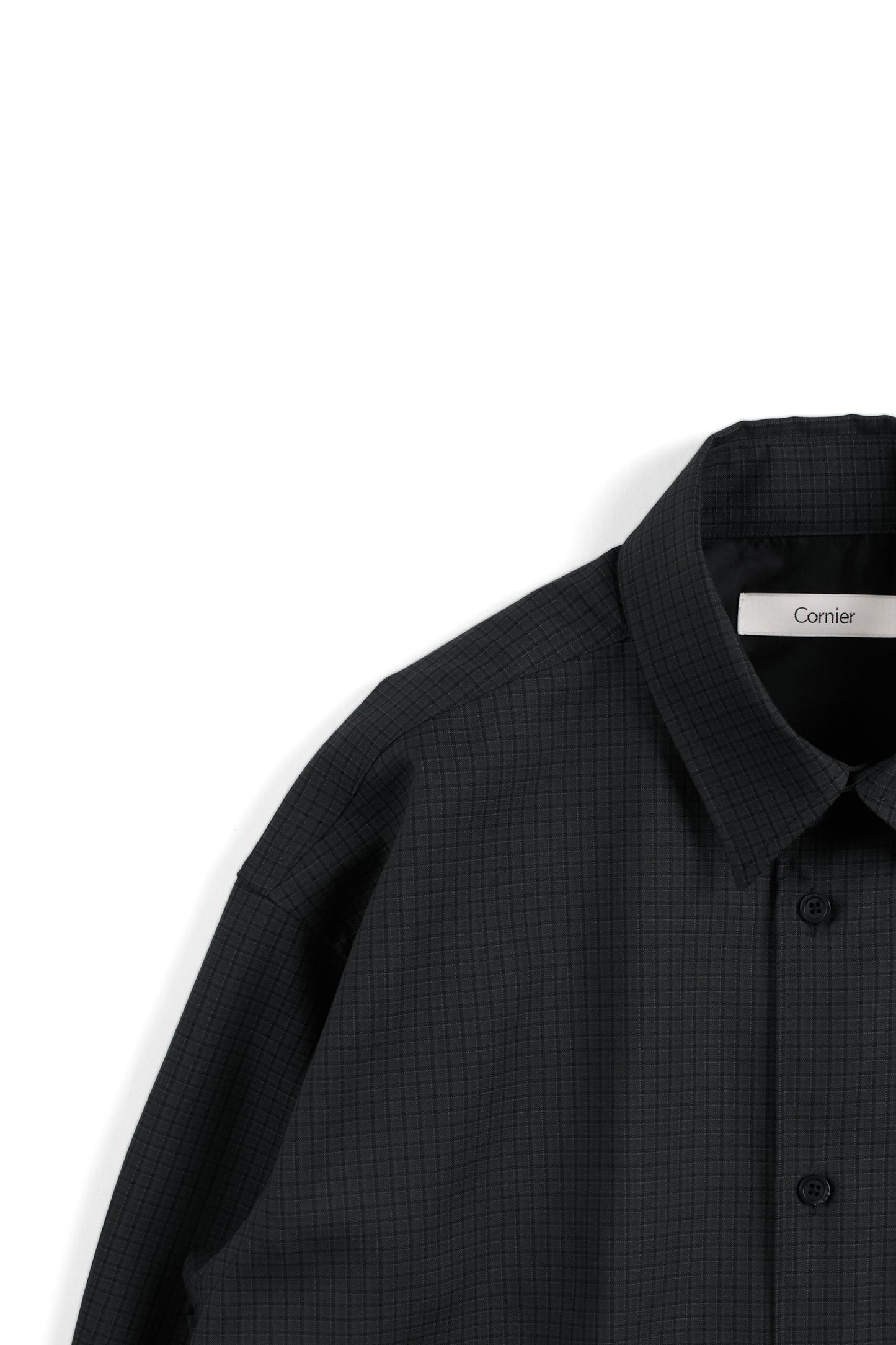Super160's WOOL/SILK CHECK SHIRTS|BLACK CHECK