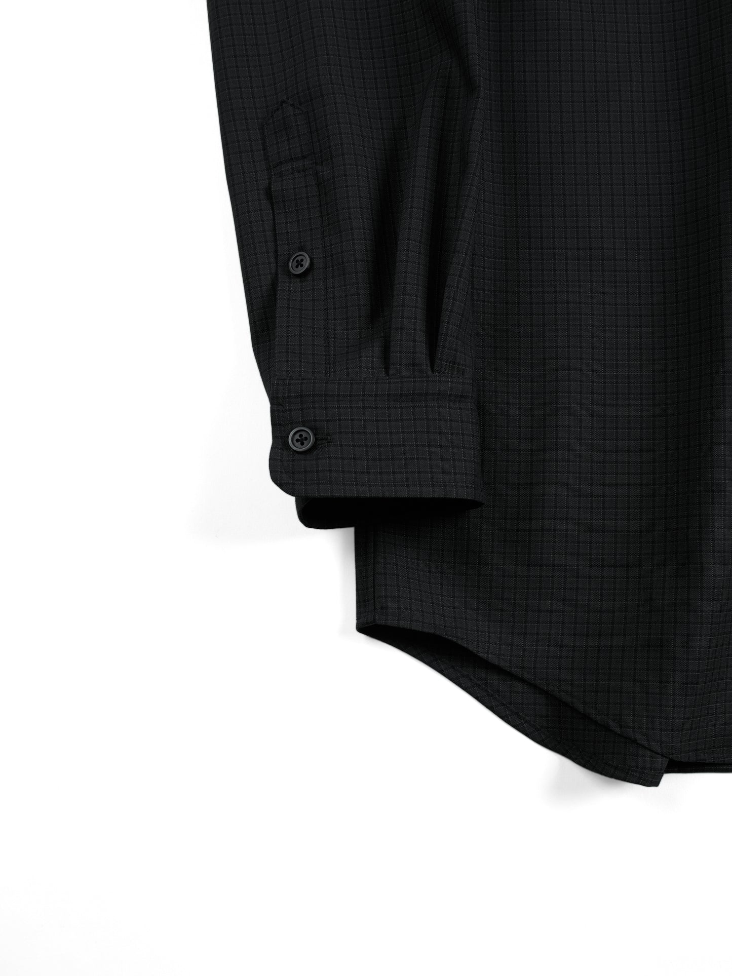 Super160's WOOL/SILK CHECK SHIRTS|BLACK CHECK