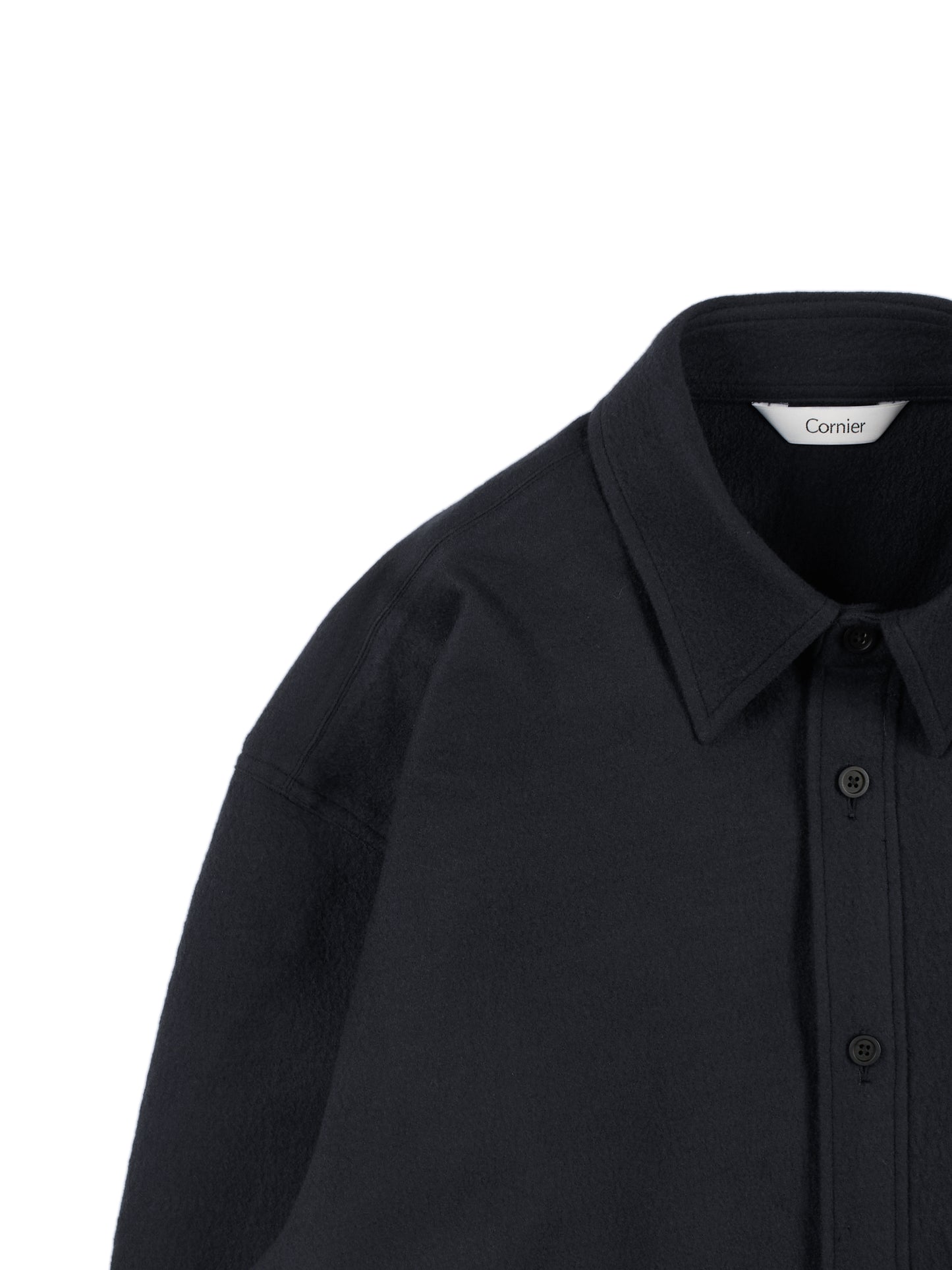 Super160's WOOL CRATER JERSEY SHIRTS|BLACK