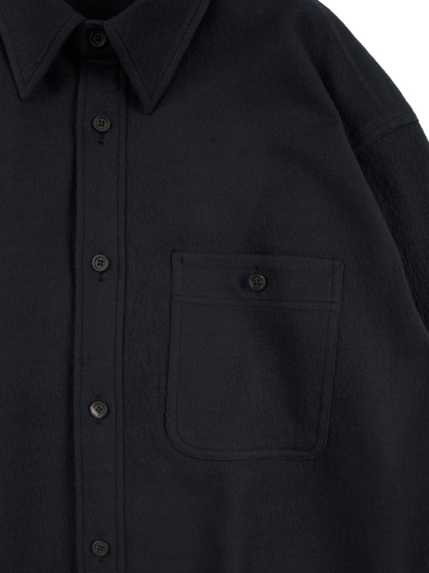 Super160's WOOL CRATER JERSEY SHIRTS|BLACK