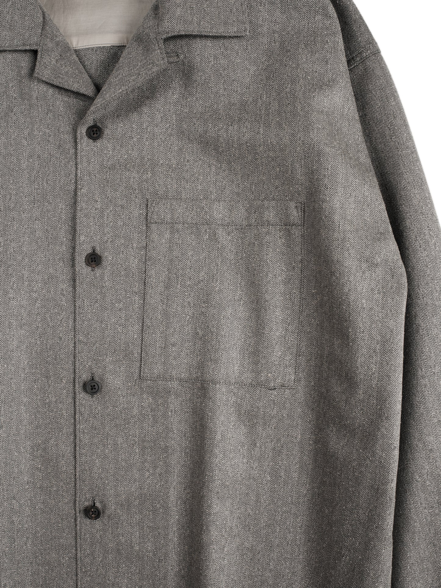 Super130's WOOL/SILK HERRINGBONE SHIRTS|BROWN