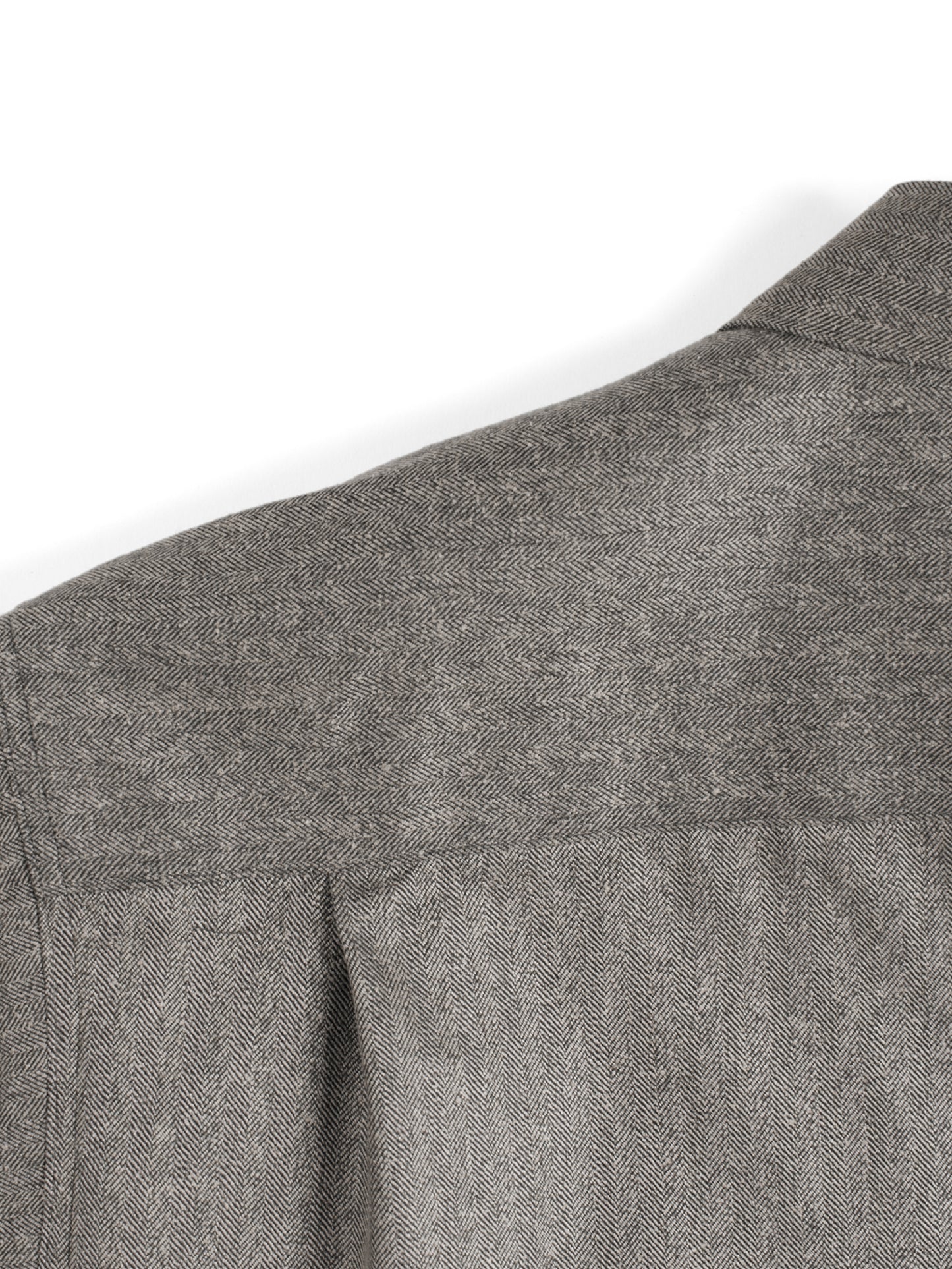 Super130's WOOL/SILK HERRINGBONE SHIRTS|BROWN