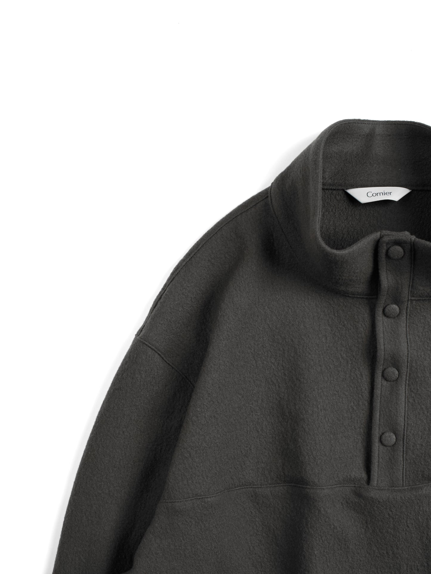 Super160's WOOL CRATER JERSEY PULLOVER|GRAY