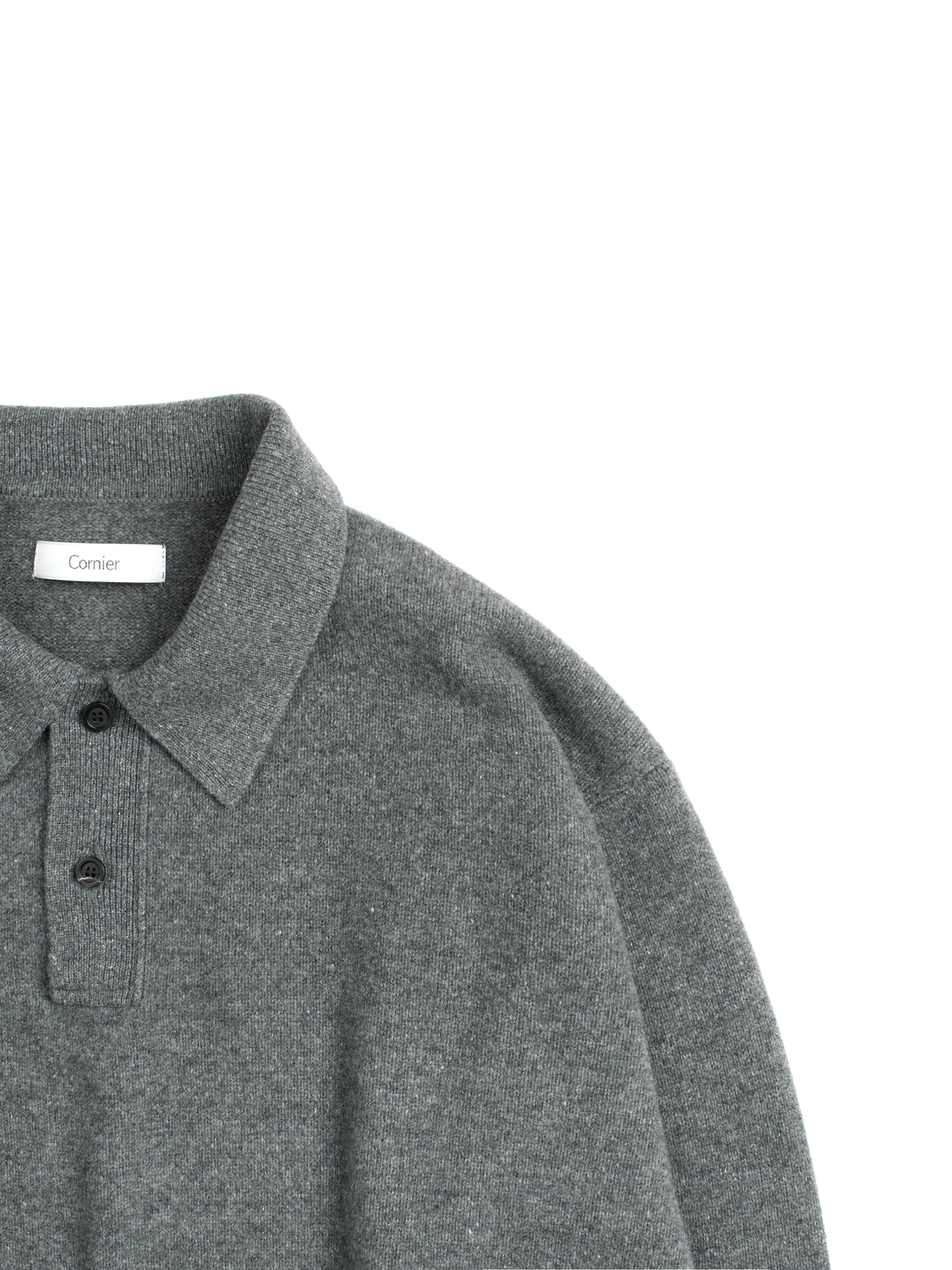 Super170's WOOL KNIT POLO SHIRTS|M.GRAY