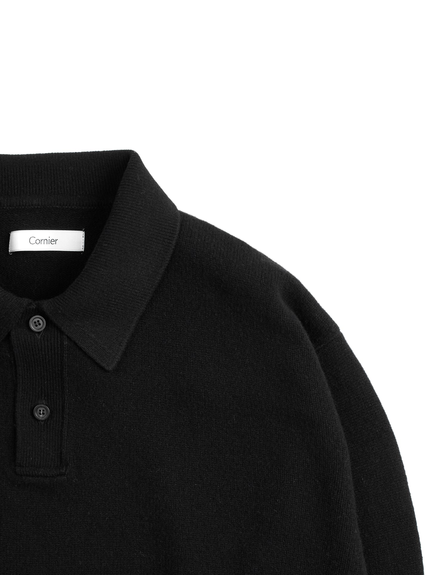 Super170's WOOL KNIT POLO SHIRTS|BLACK