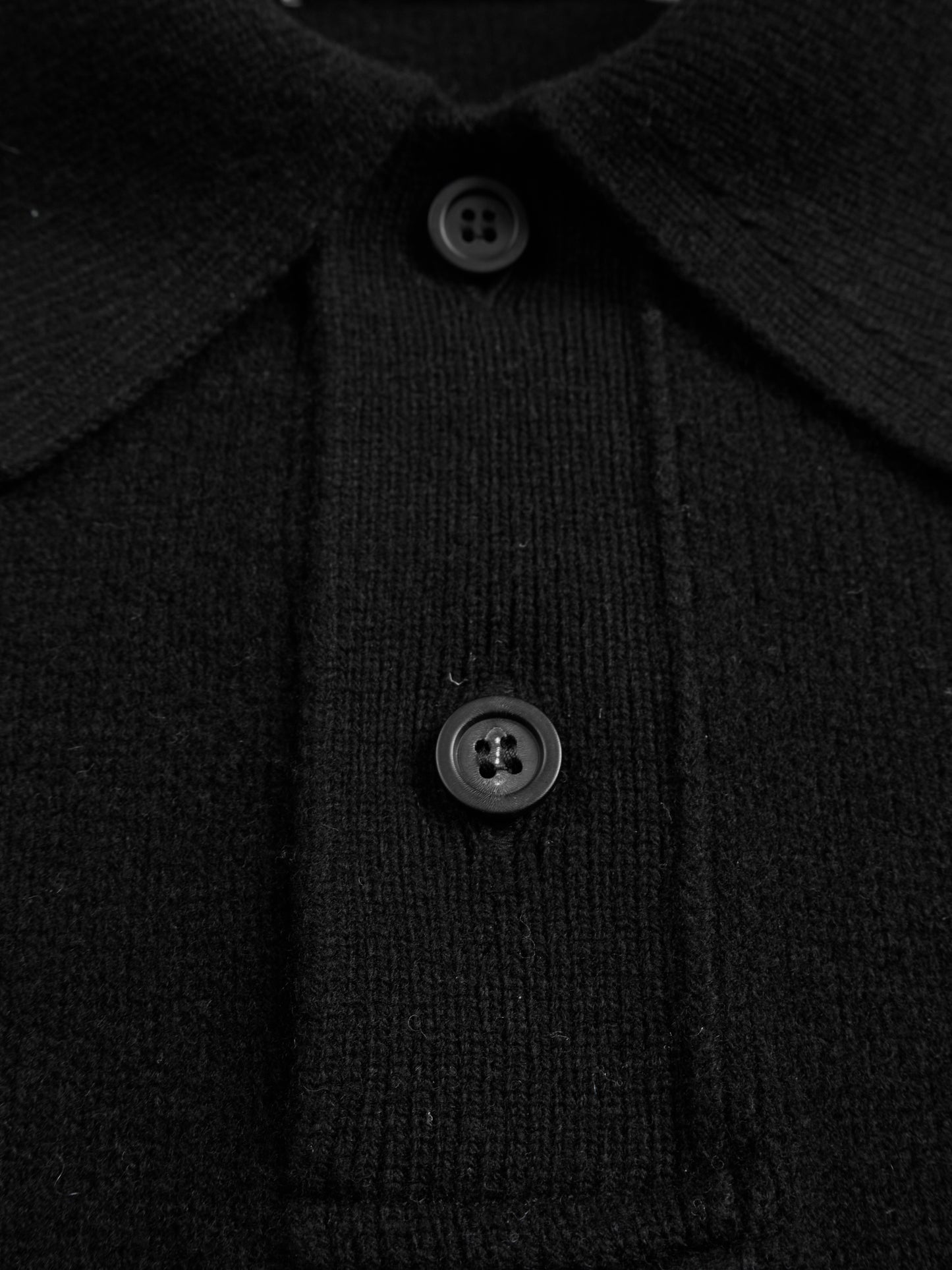 Super170's WOOL KNIT POLO SHIRTS|BLACK