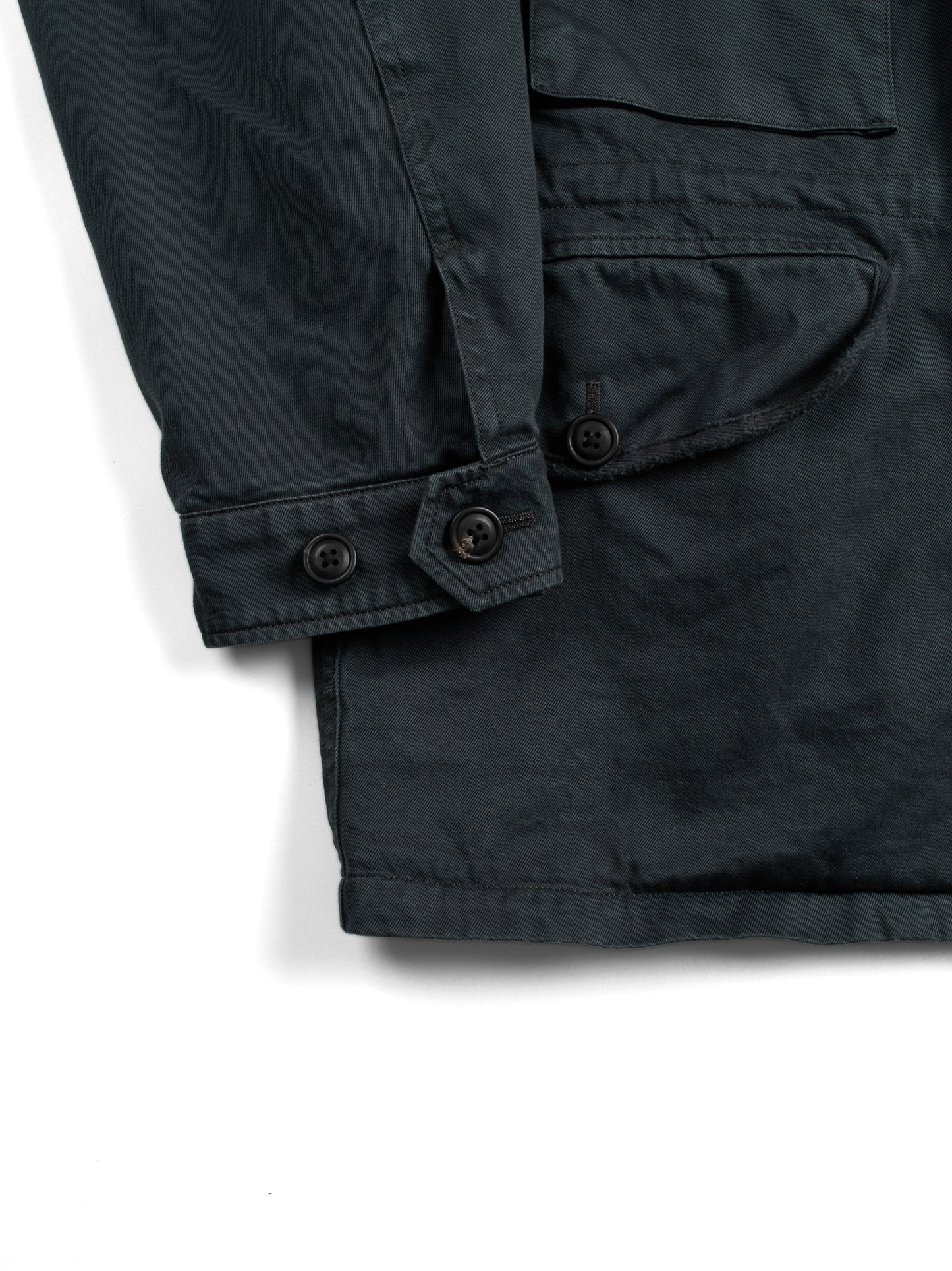 GARMENT DYED FINX/ZIMBABWE COTTON TWILL M-43 FIELD JKT|INK BLACK