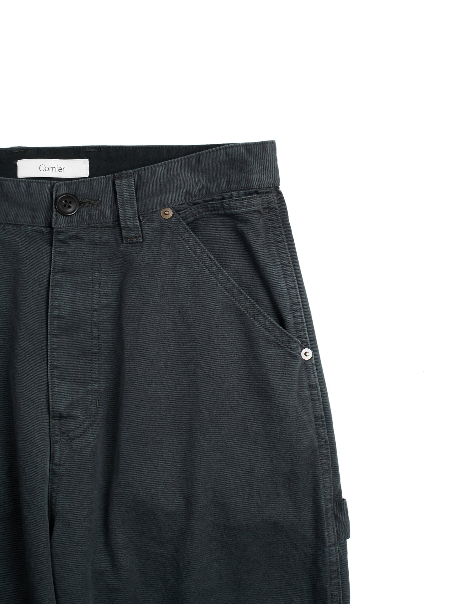 GARMENT DYED FINX/ZIMBABWE COTTON TWILL PAINTER PANTS|INK BLACK