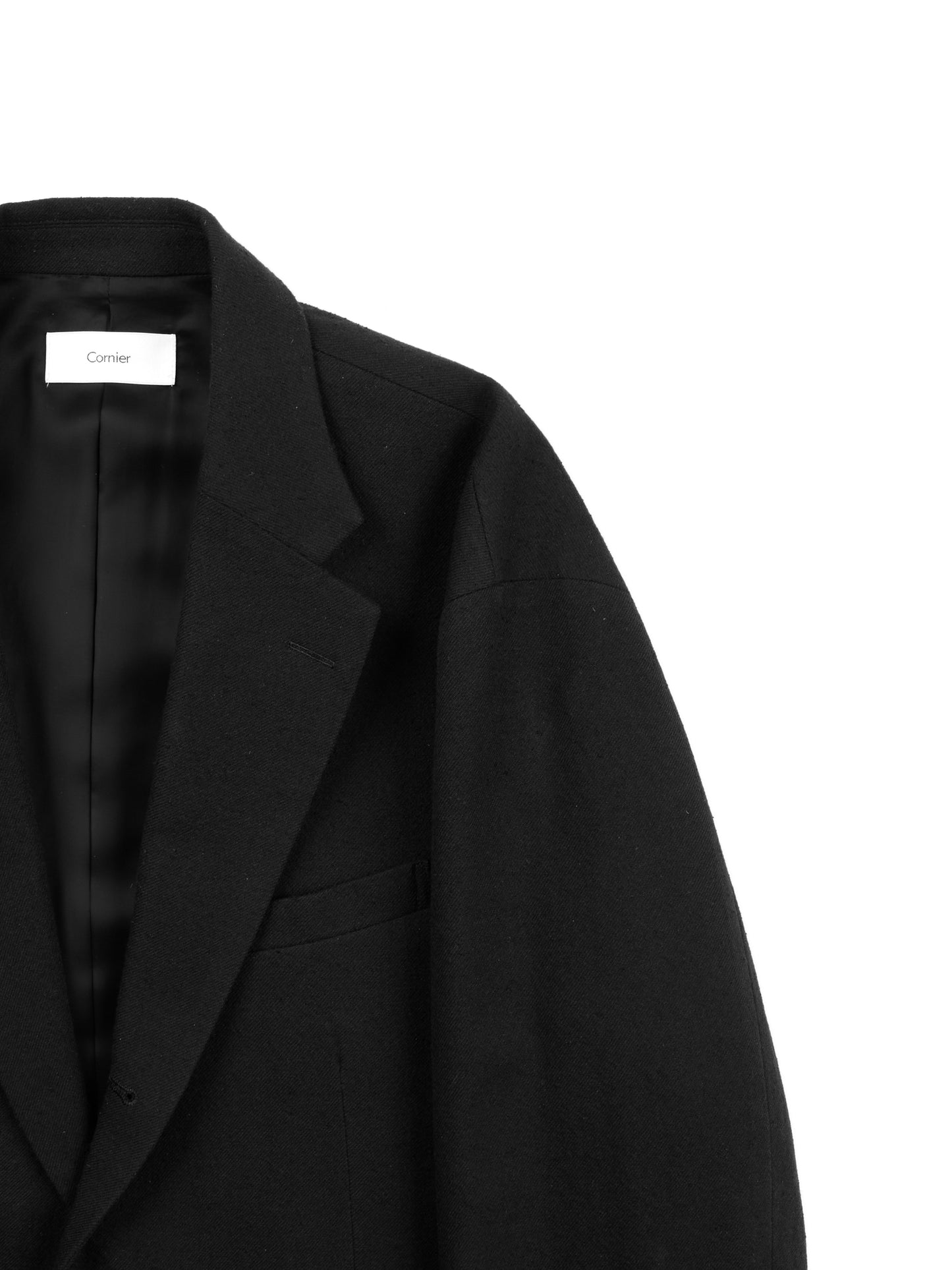 Super140's WOOL SILK NEP OVERSIZED JACKET|BLACK