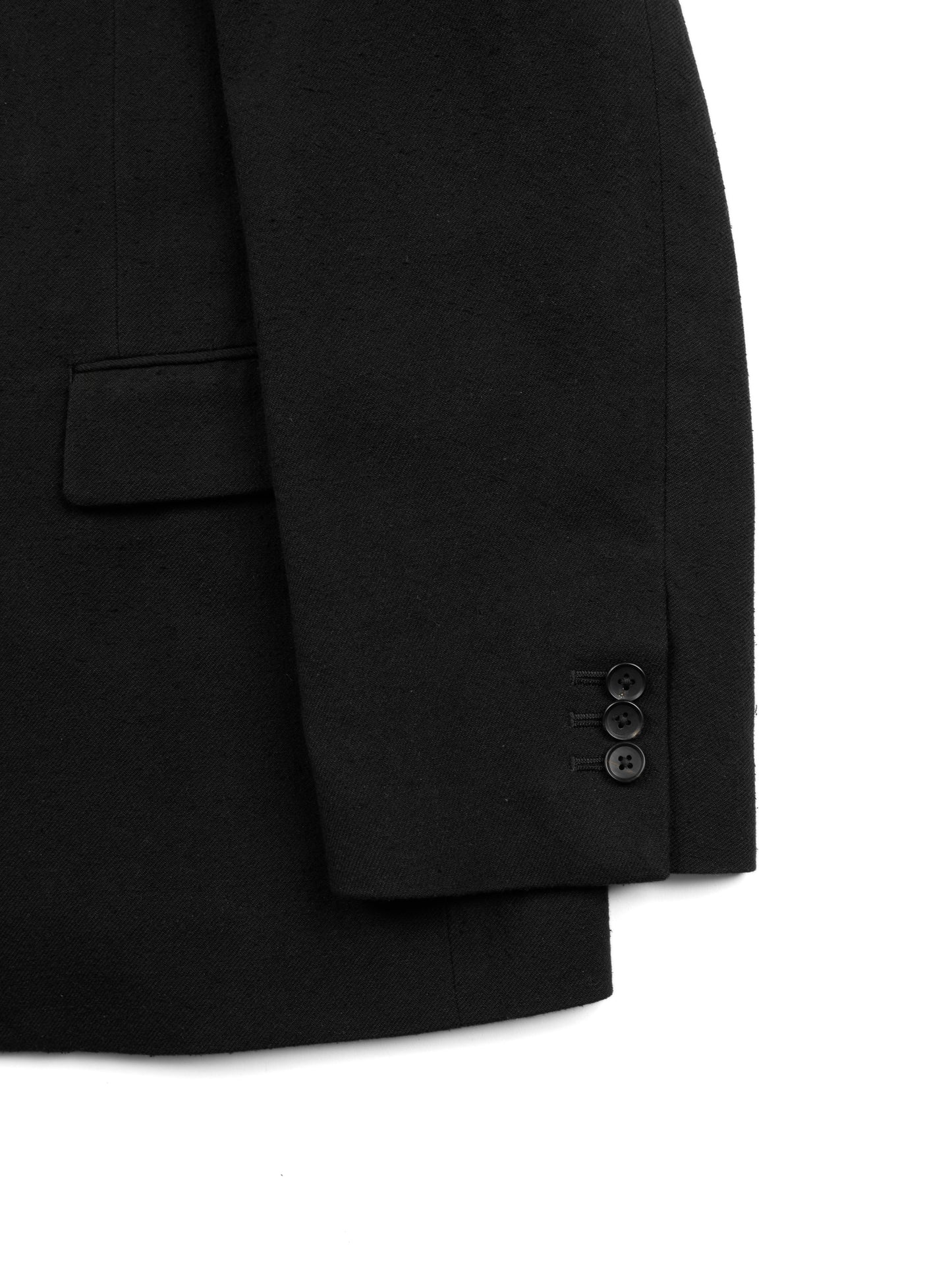 Super140's WOOL SILK NEP OVERSIZED JACKET|BLACK