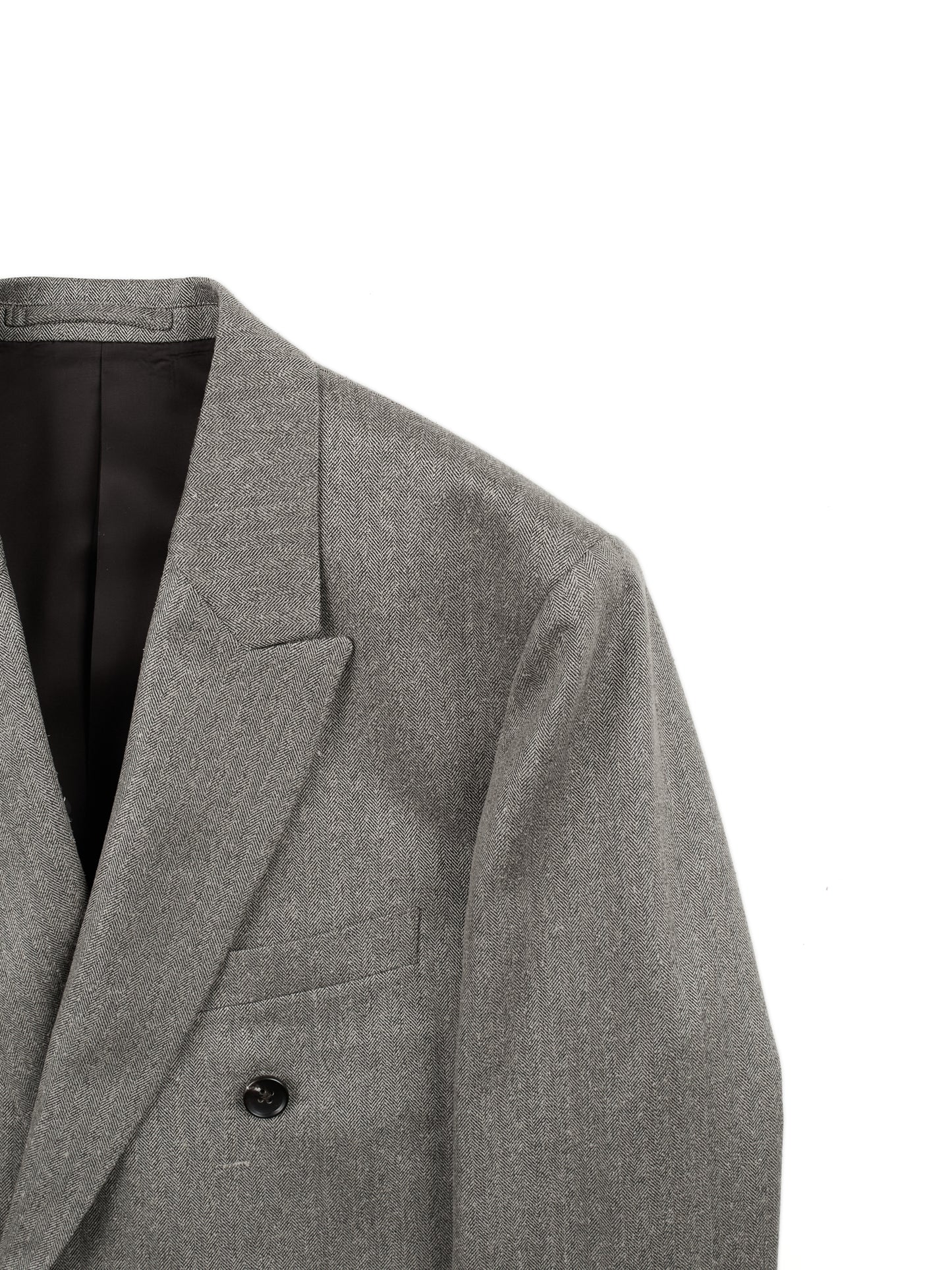 Super130's WOOL/SILK HERRINGBONE DOUBLE BREASTED JACKET|BROWN