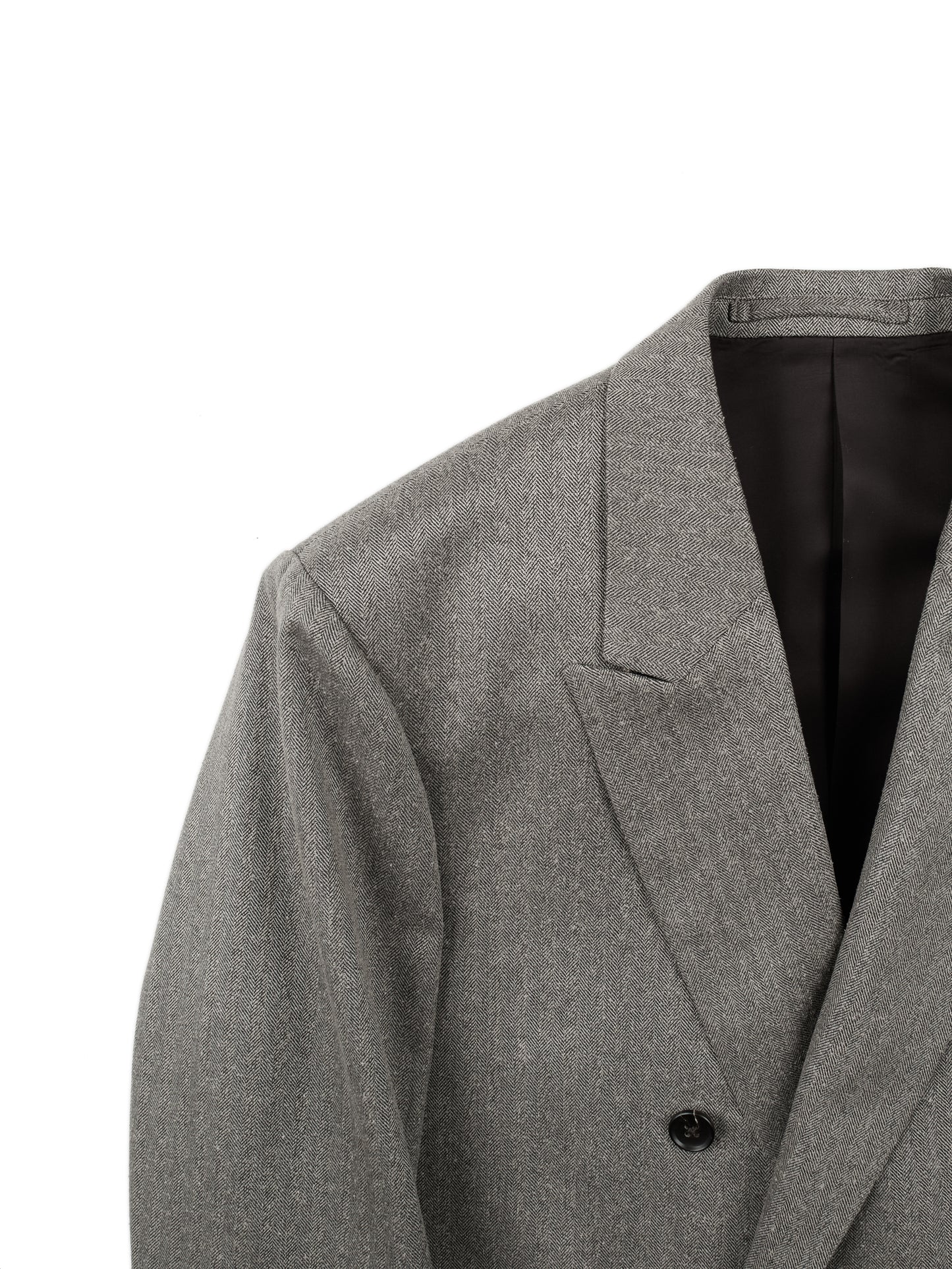 Super130's WOOL/SILK HERRINGBONE DOUBLE BREASTED JACKET|BROWN