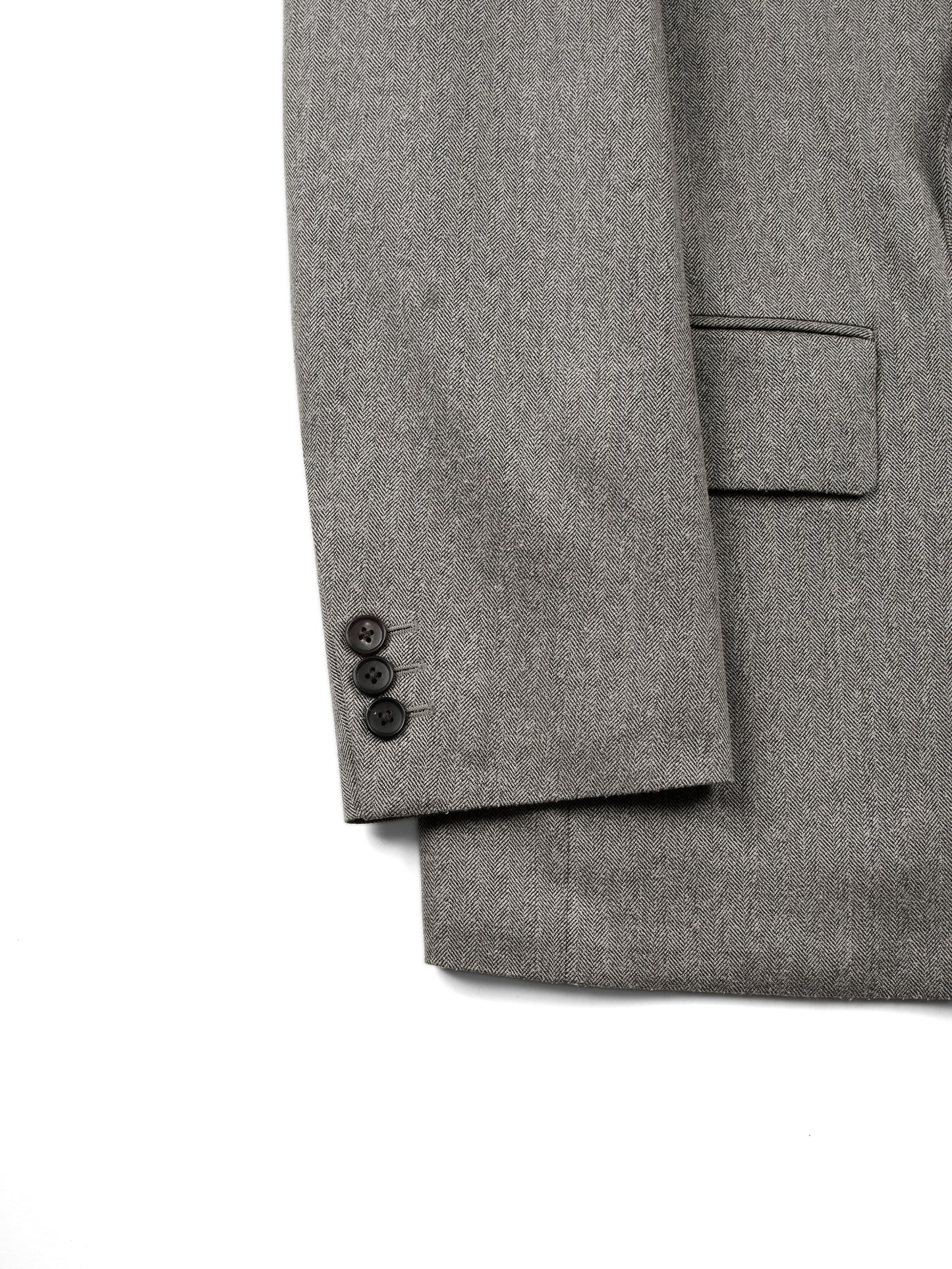 Super130's WOOL/SILK HERRINGBONE DOUBLE BREASTED JACKET|BROWN