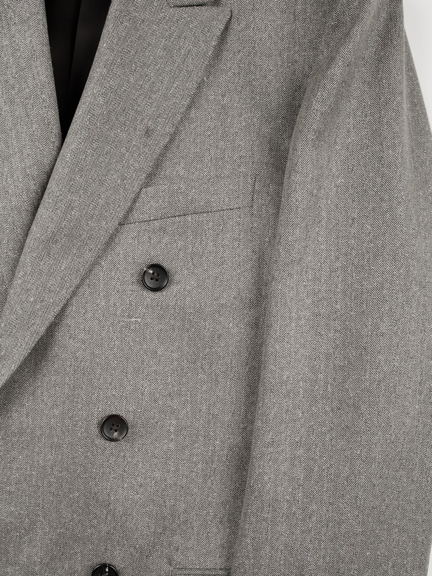 Super130's WOOL/SILK HERRINGBONE DOUBLE BREASTED JACKET|BROWN