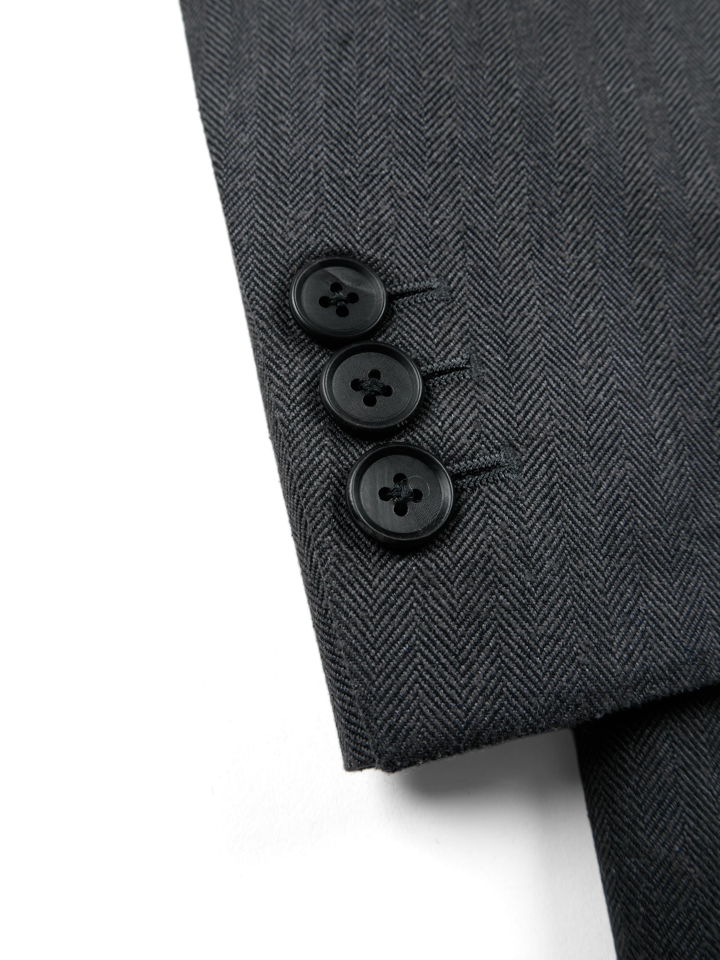 Super130's WOOL/SILK HERRINGBONE DOUBLE BREASTED JACKET|CHARCOAL