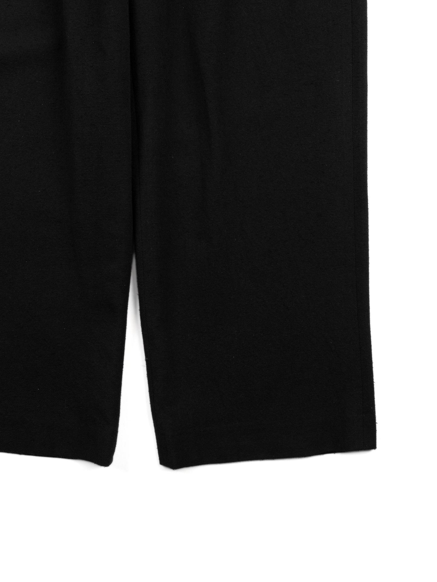 Super140's WOOL SILK NEP BELTED PANTS|BLACK