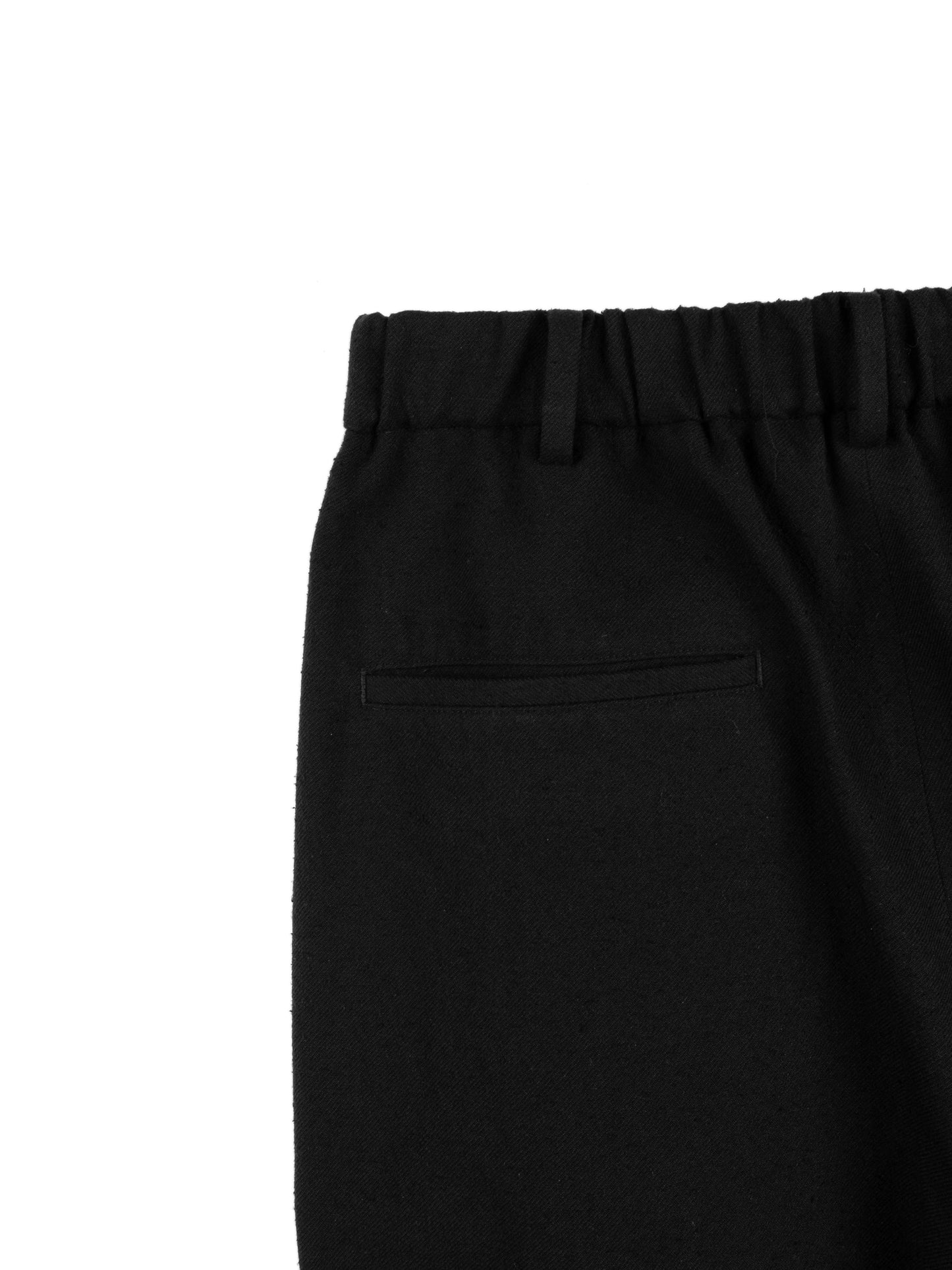Super140's WOOL SILK NEP BELTED PANTS|BLACK