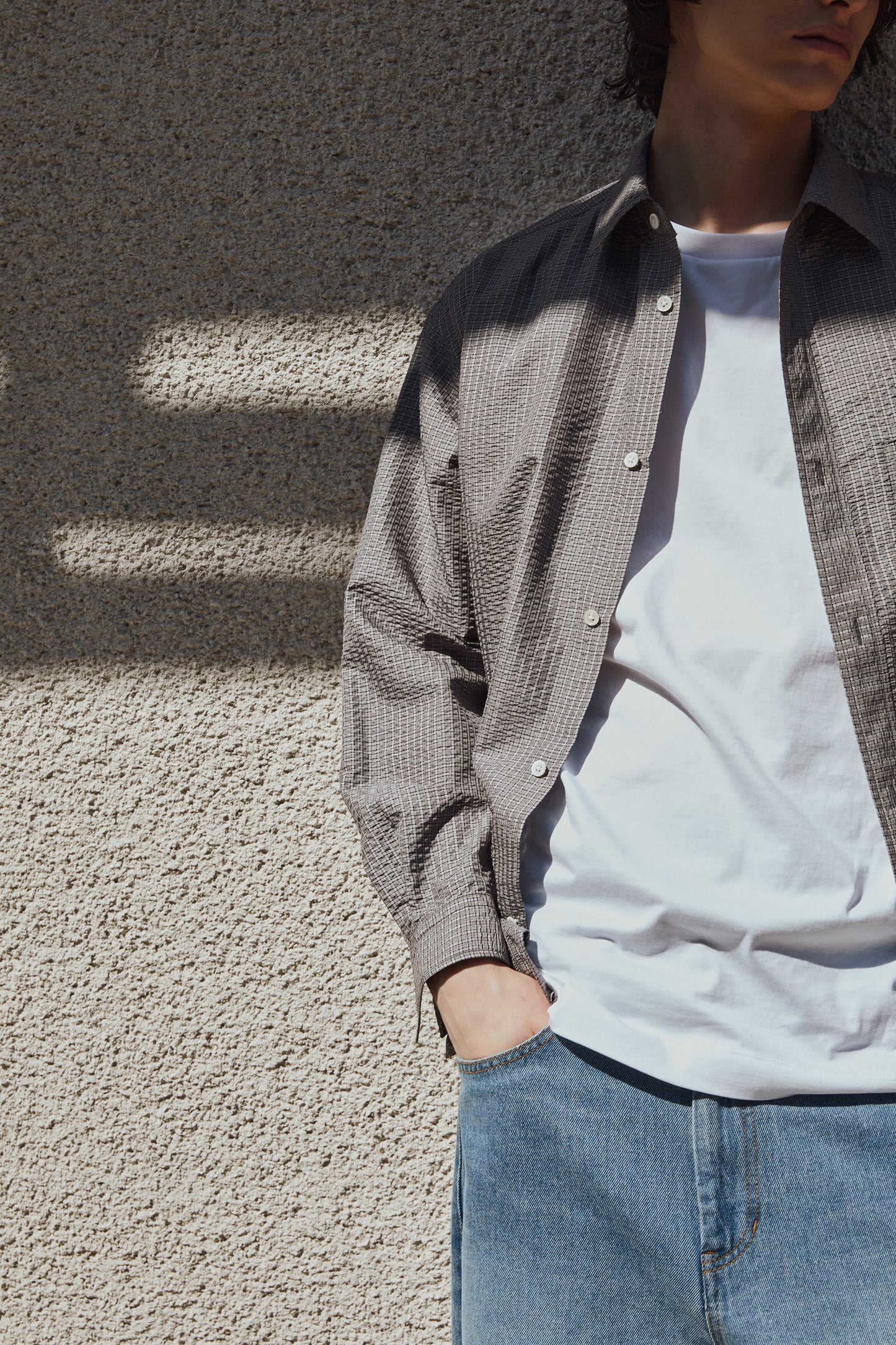 SILK SUCKER CHECK SHIRTS|GRAY CHECK