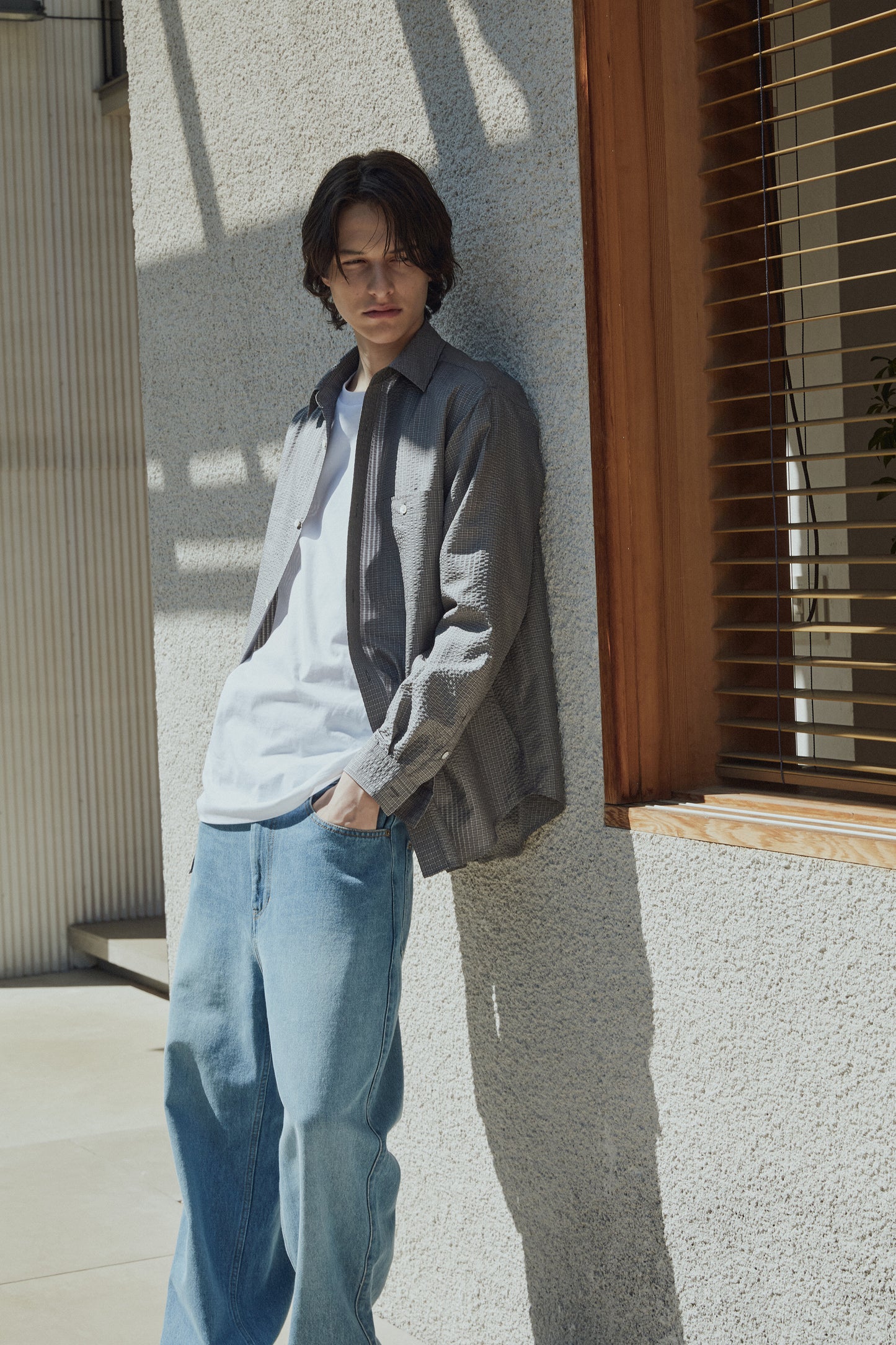 SILK SUCKER CHECK SHIRTS|GRAY CHECK
