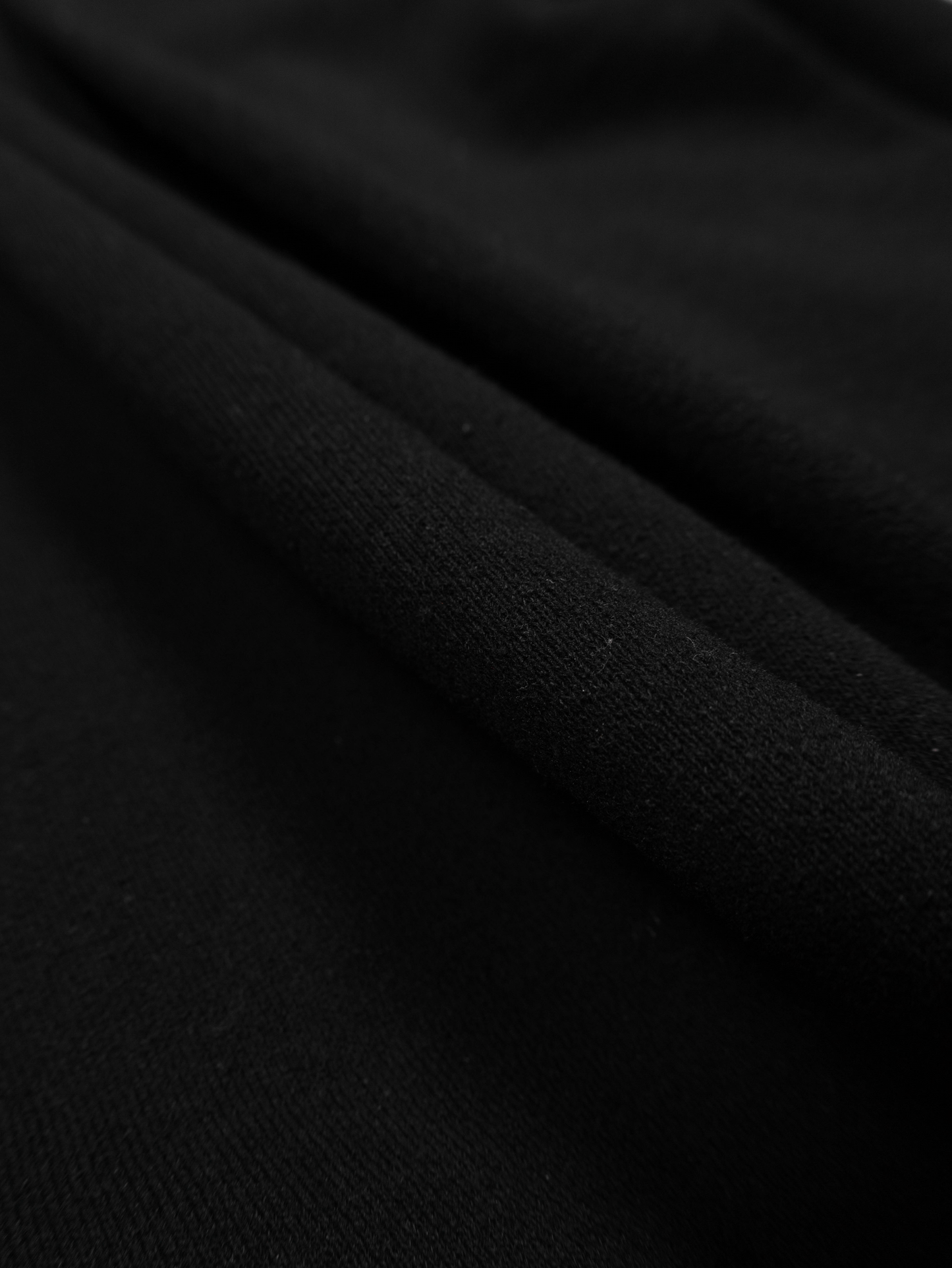 SILK/COTTON LOOPBACK FLEECE HALF ZIP SHIRTS|BLACK