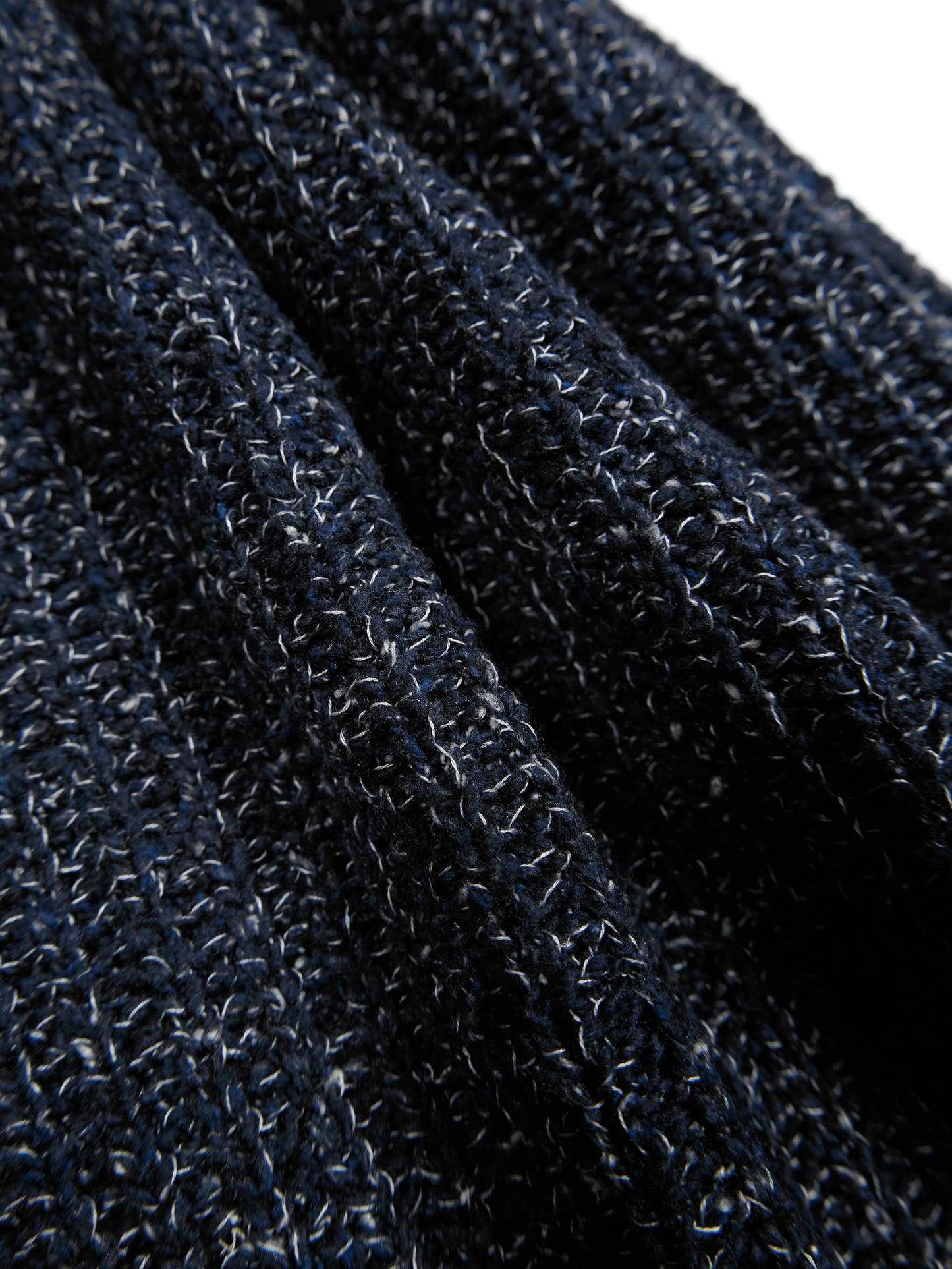 SILK/COTTON RIB KNIT PULLOVER|HEATHER NAVY